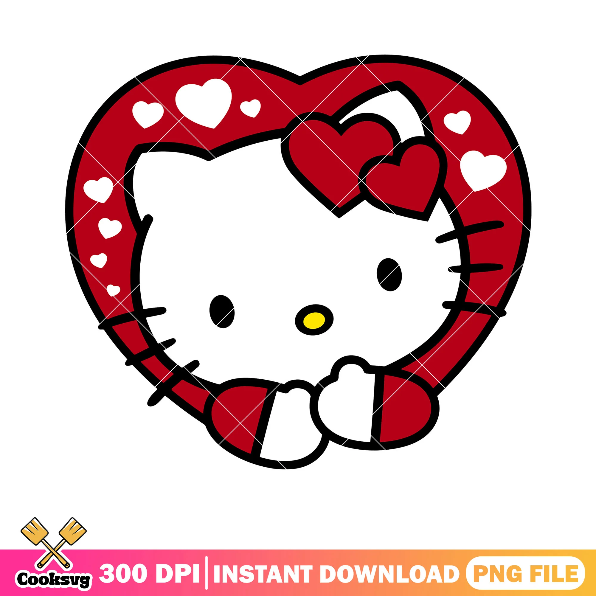 Red heart valentine kitty png, valentines heart png, sanrio hello kitty png