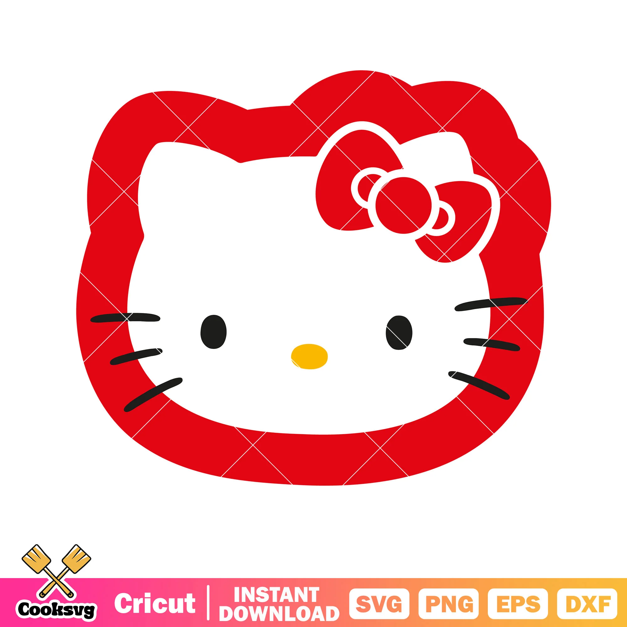 Red hello kitty head svg, hello kitty head svg, kitty cat svg