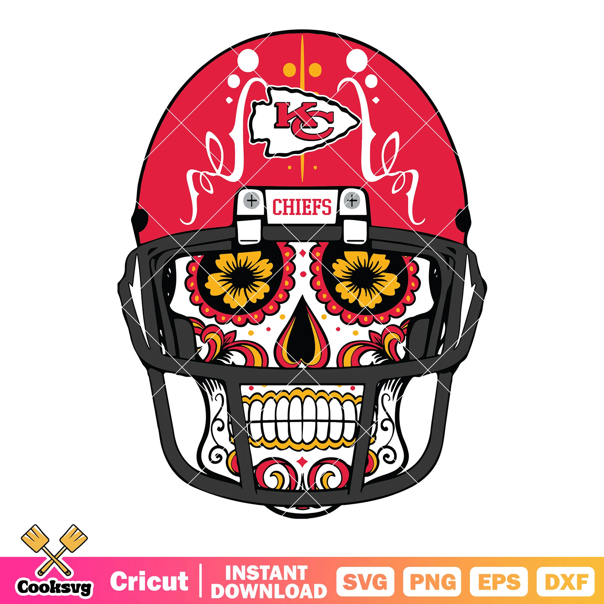 Red helmets kc nfl svg, kansas city chiefs svg, mexican skull svg