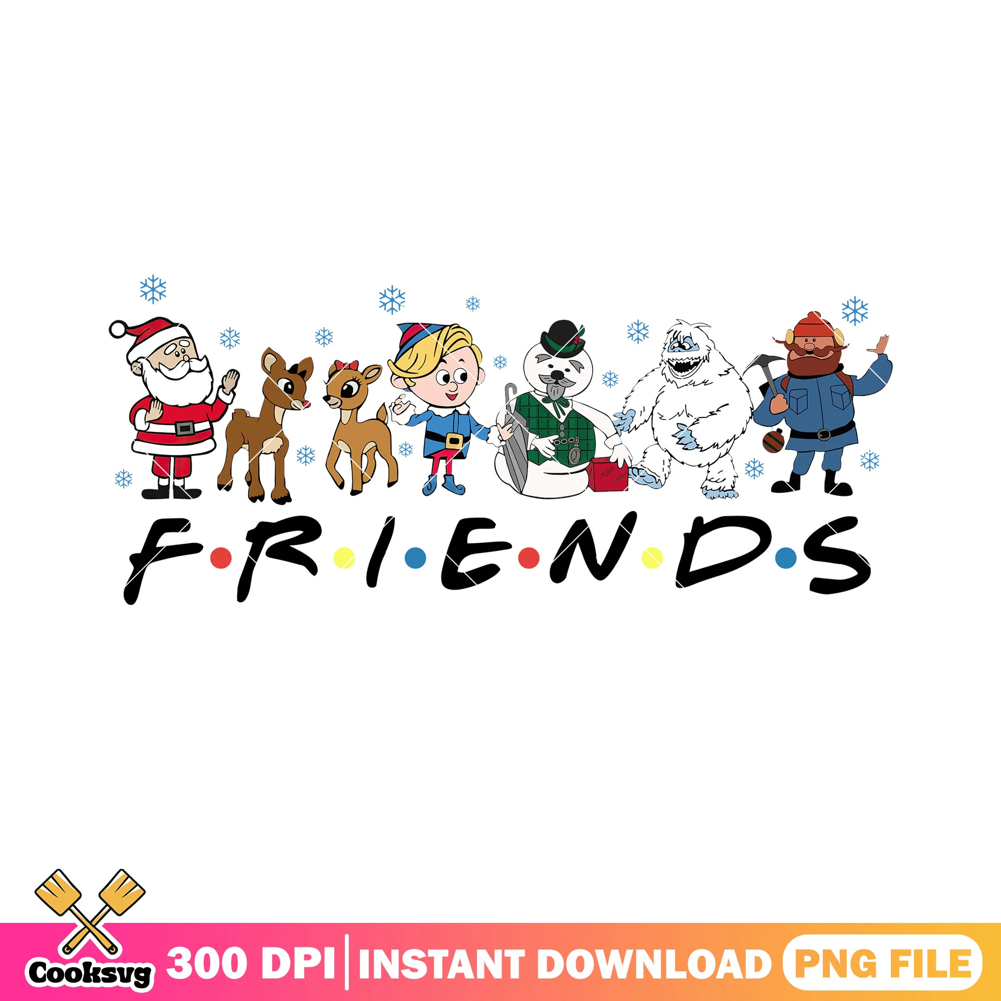 Red nose reindeer and friends png, santa claus png, bumble png