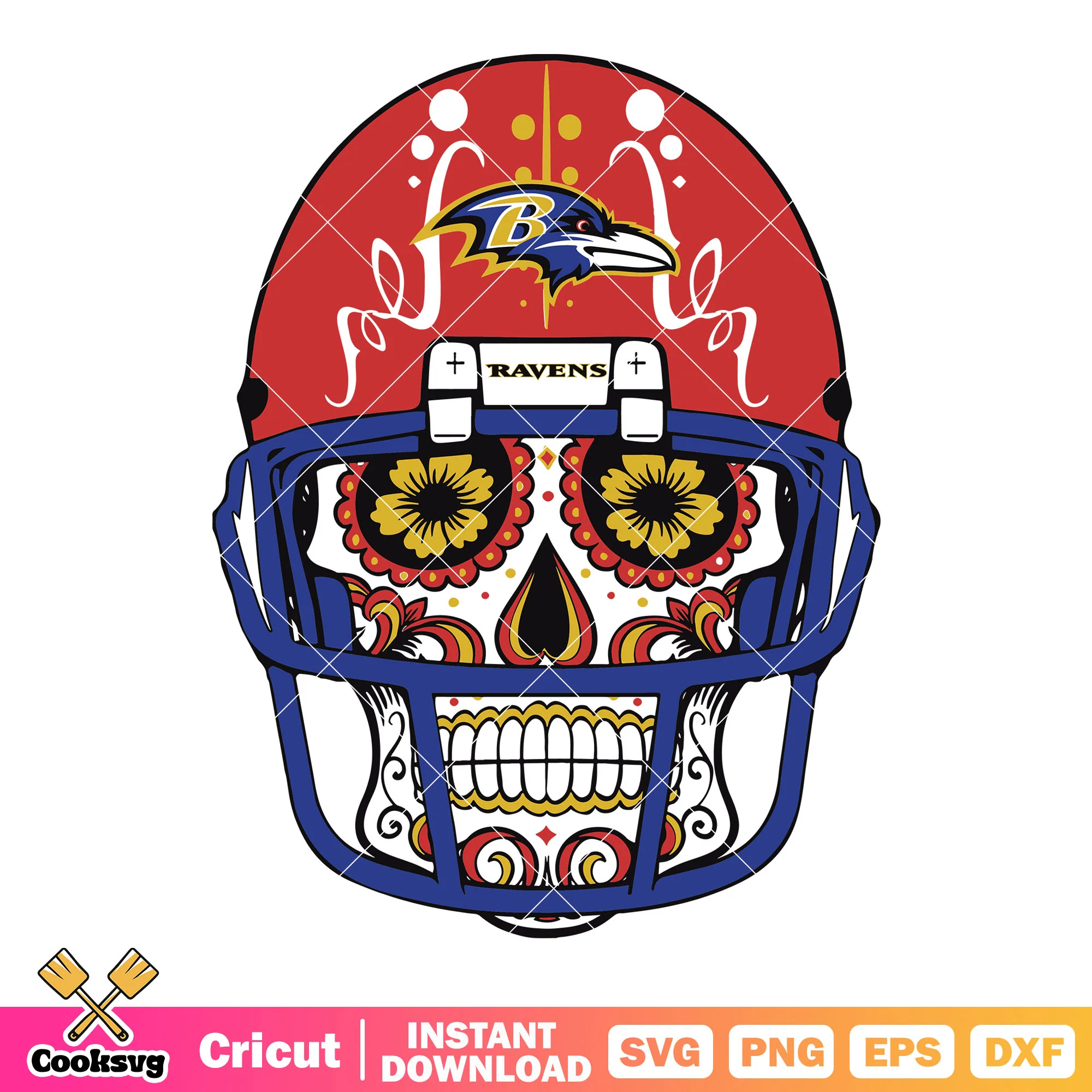 Red scum cap baltimore ravens svg, nfl teams svg, mexican skull svg
