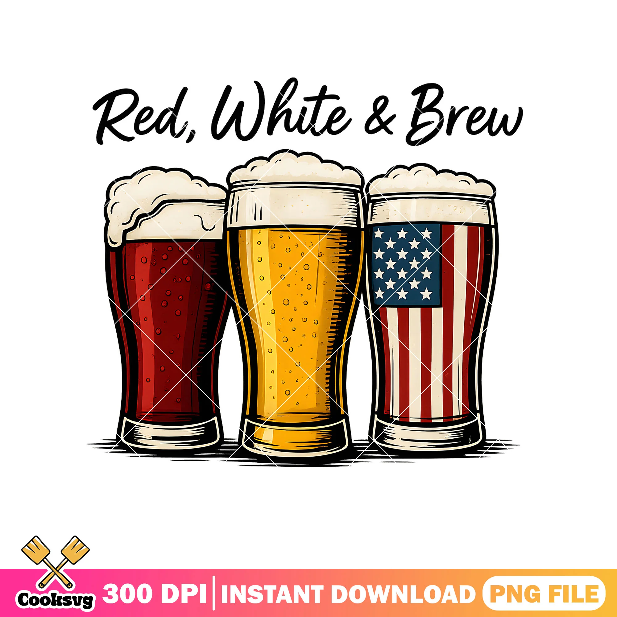 Red white brew america png, america beer png, red white america png