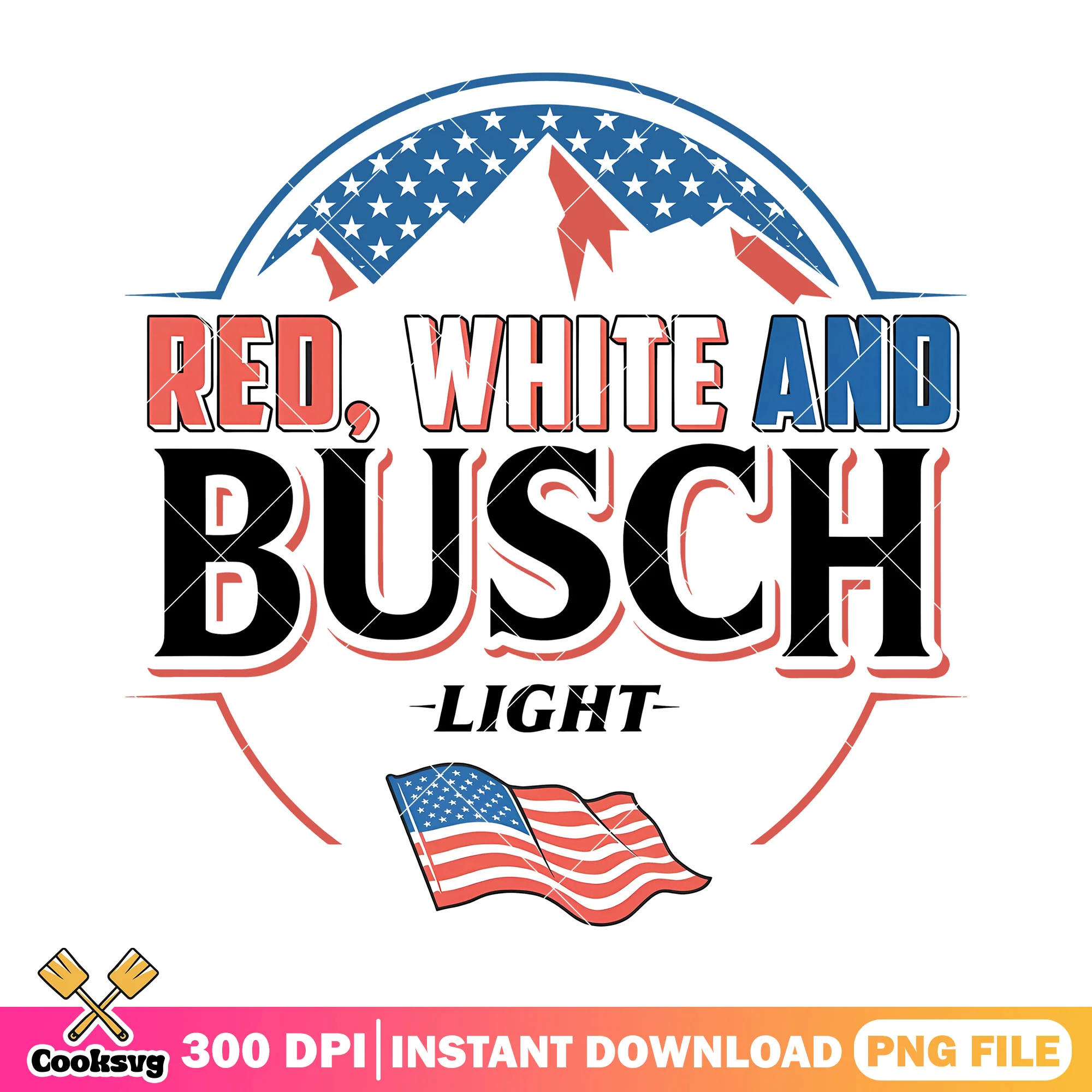 Red white busch light png design , busch light apple png, america flag png