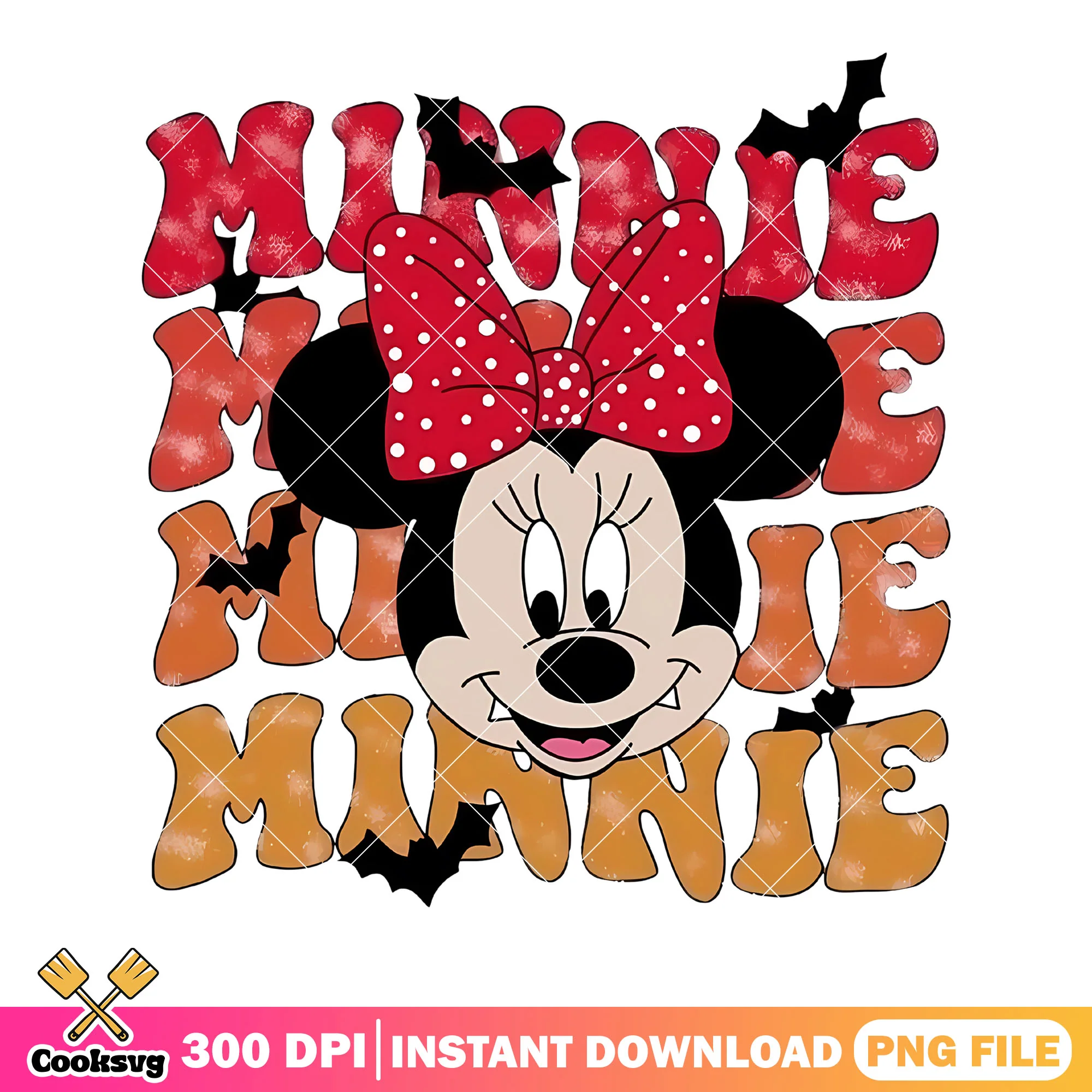 Red white spot bow tie bats png, Minnie mouse png, halloween night png