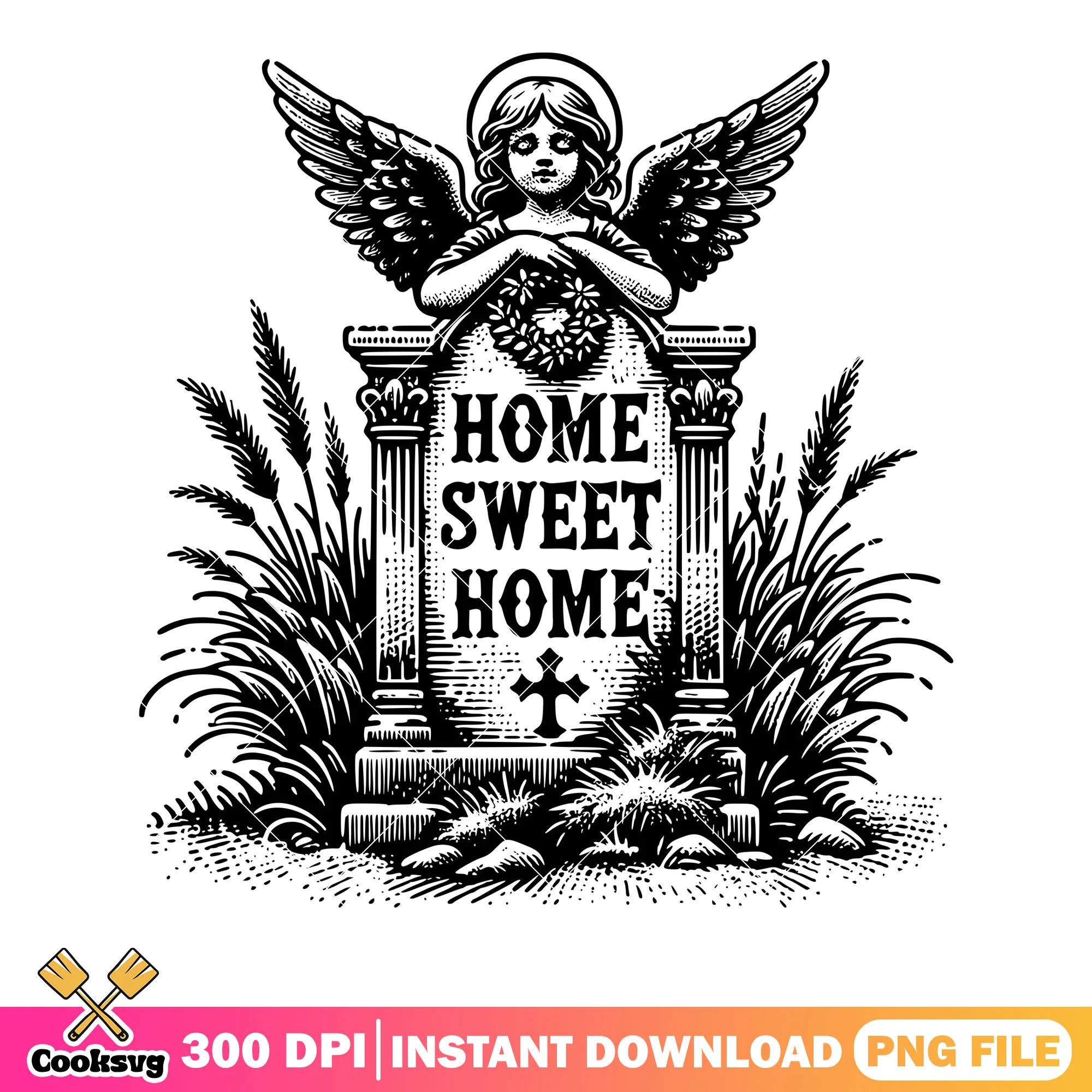 Reed home sweet home png, creepy art png, halloween scary png
