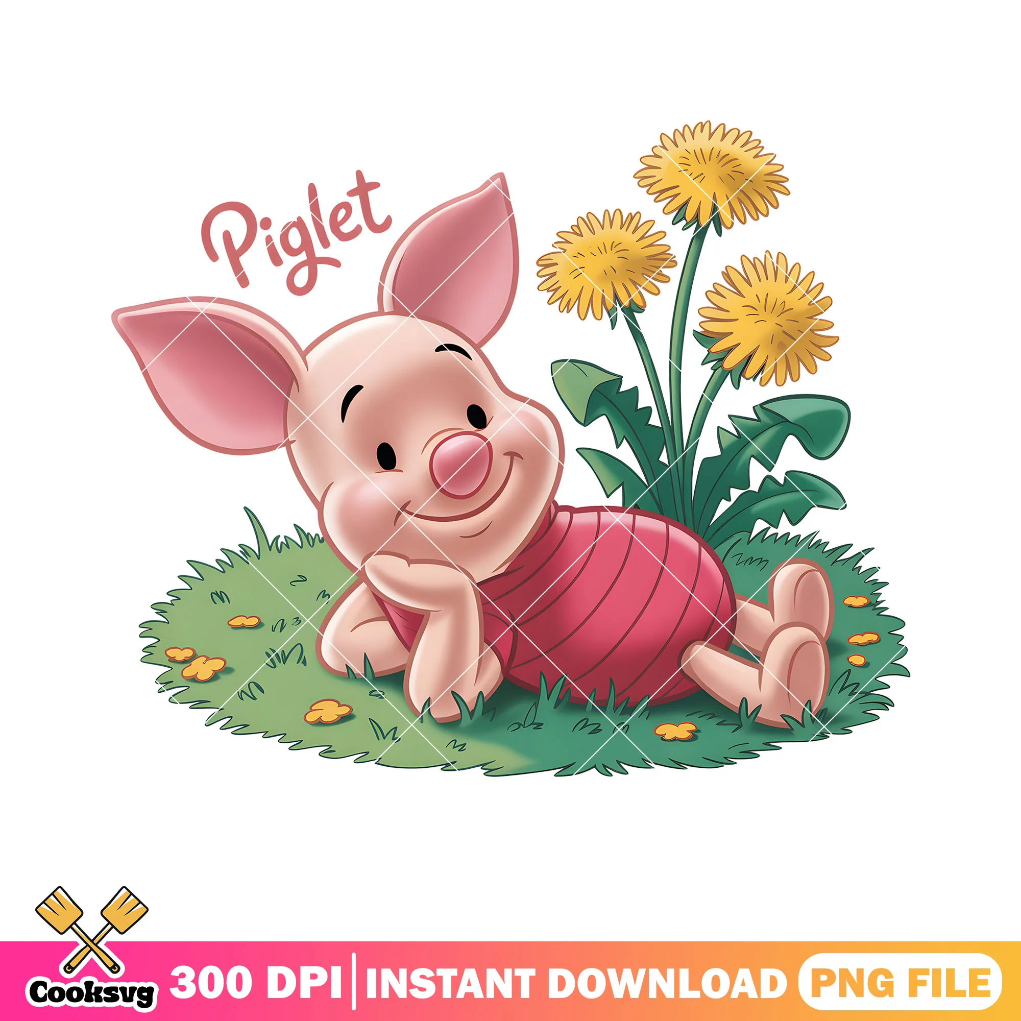 Relax piglet flower png, pooh friends png, winnie the pooh piglet png