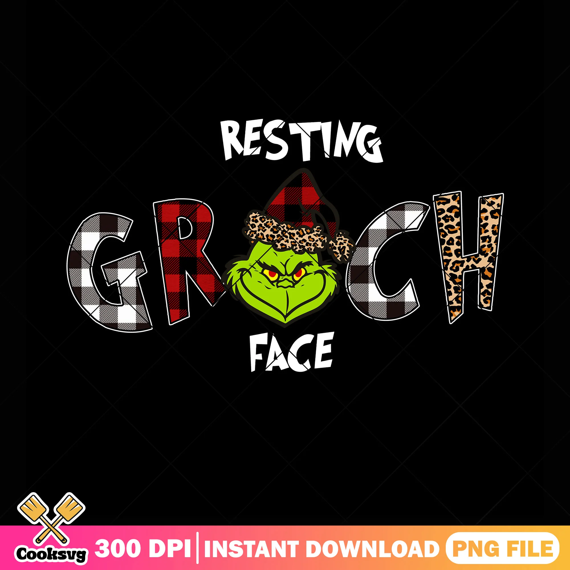 Resting grinch face png, santa hat png, merry christmas png