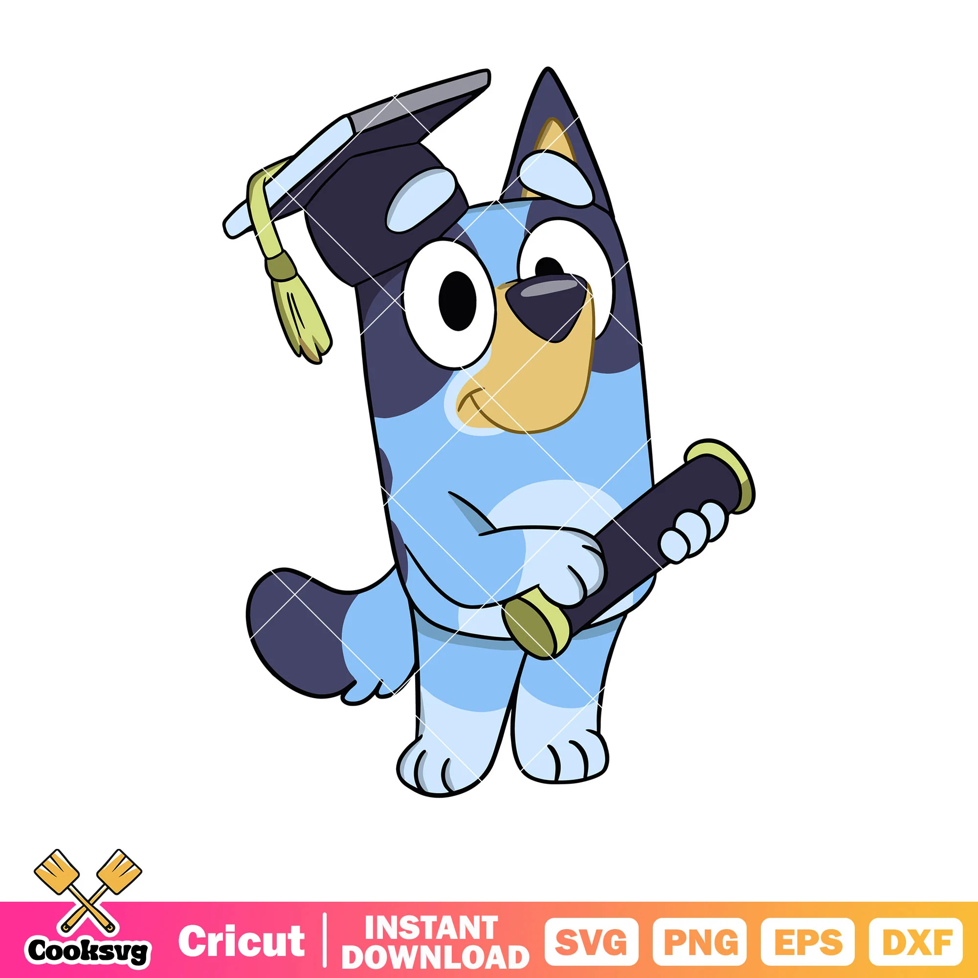 Retro bluey graduation cartoon svg, back to sachool svg, cartoon bluey svg
