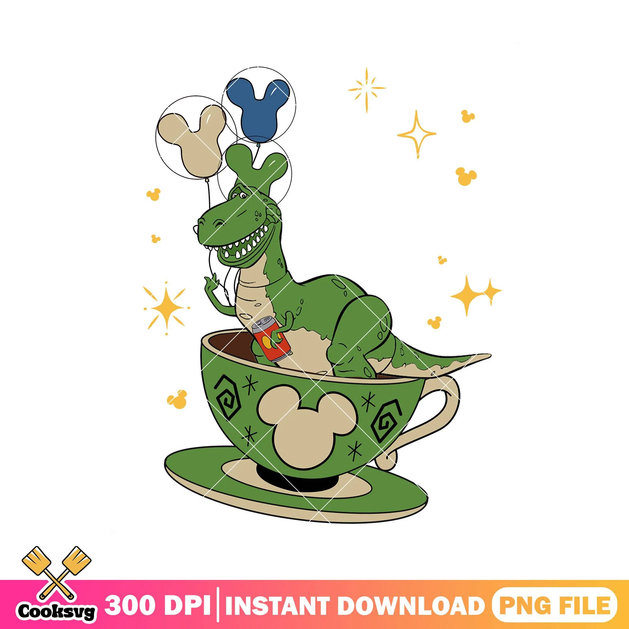 Rex head cup of tea png, rex toy story png, disney world png