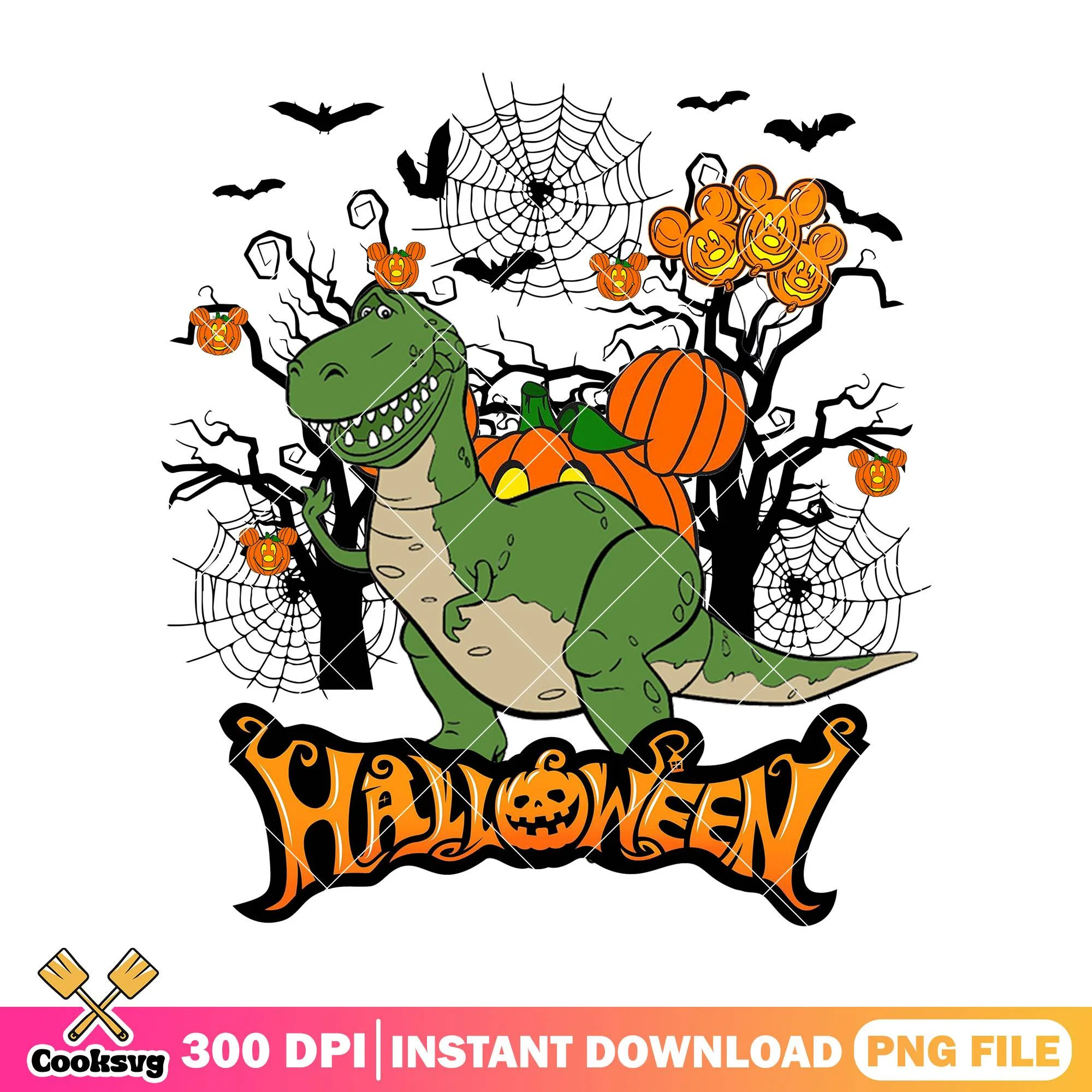 Rex toy file design png, disney rex png, halloween art png