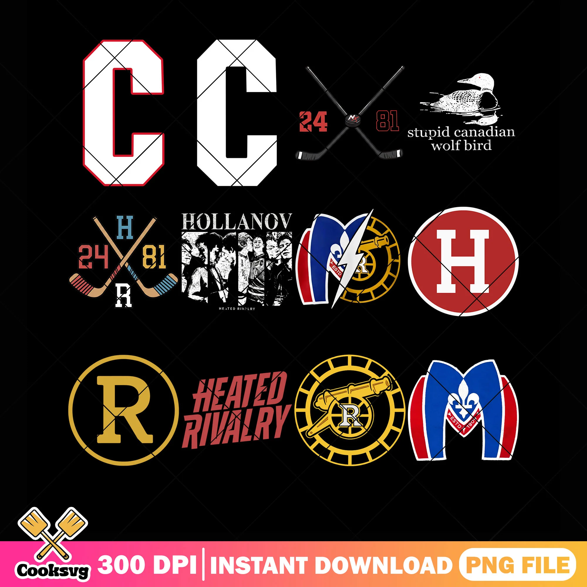 Rivalry wolf bird hockey png bundle, hockey romance png, boston bears png