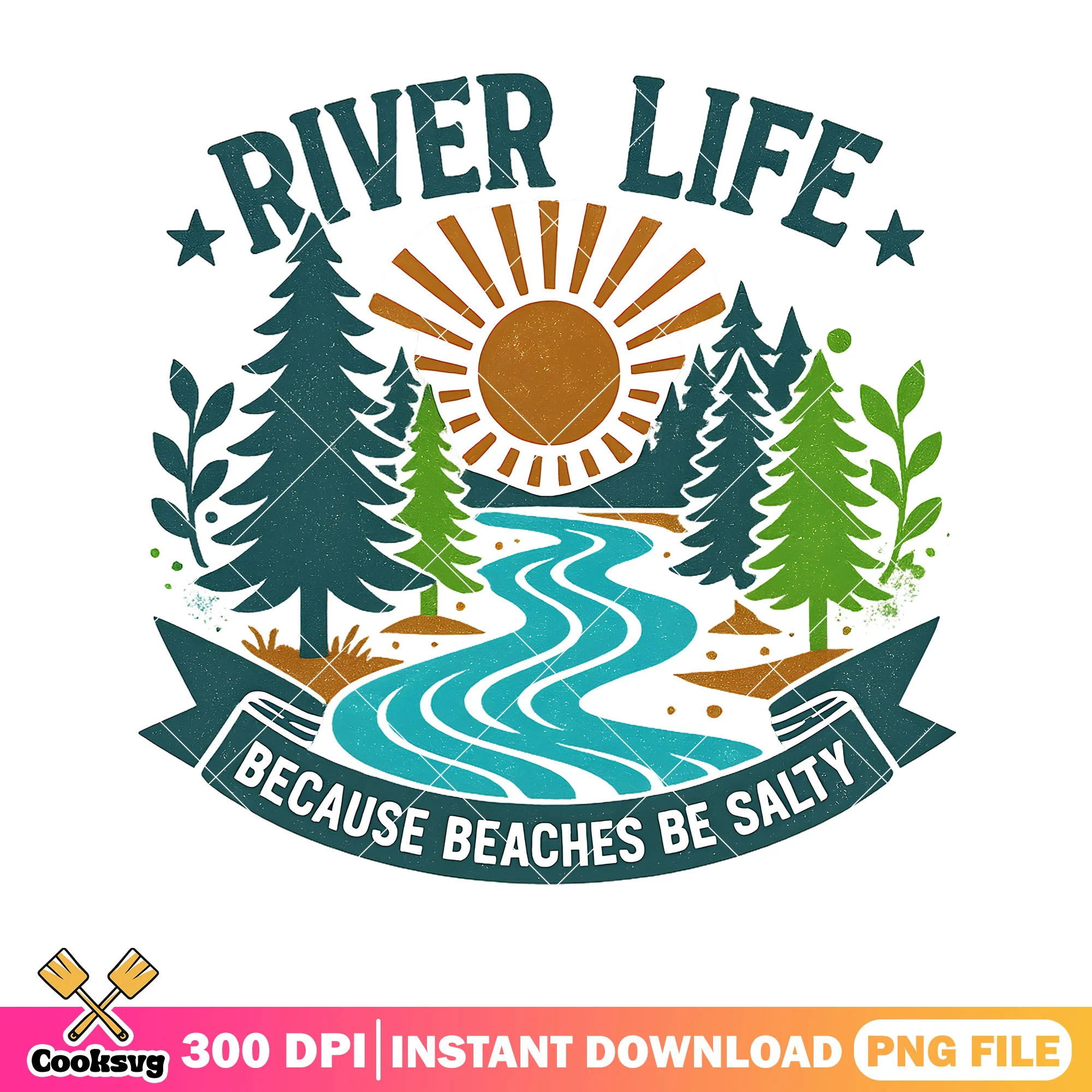 River life because beaches salty png, river life png, retro river png