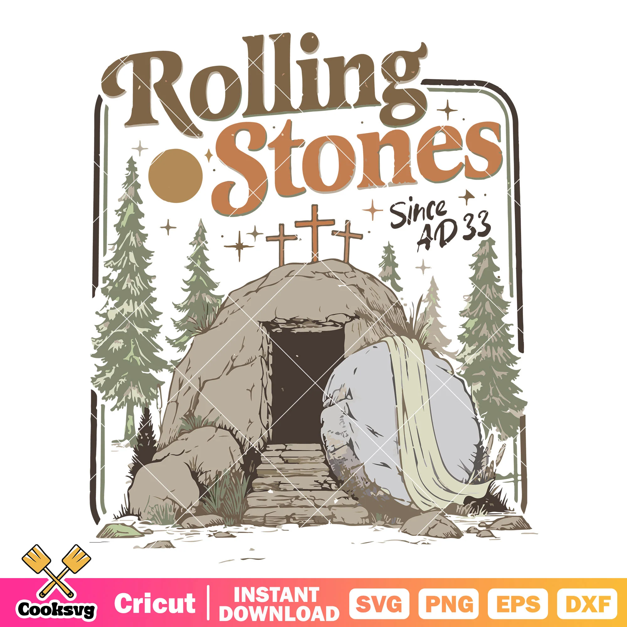 Rolling stone since ad 33 file svg, rolling stones svg, He is risen svg