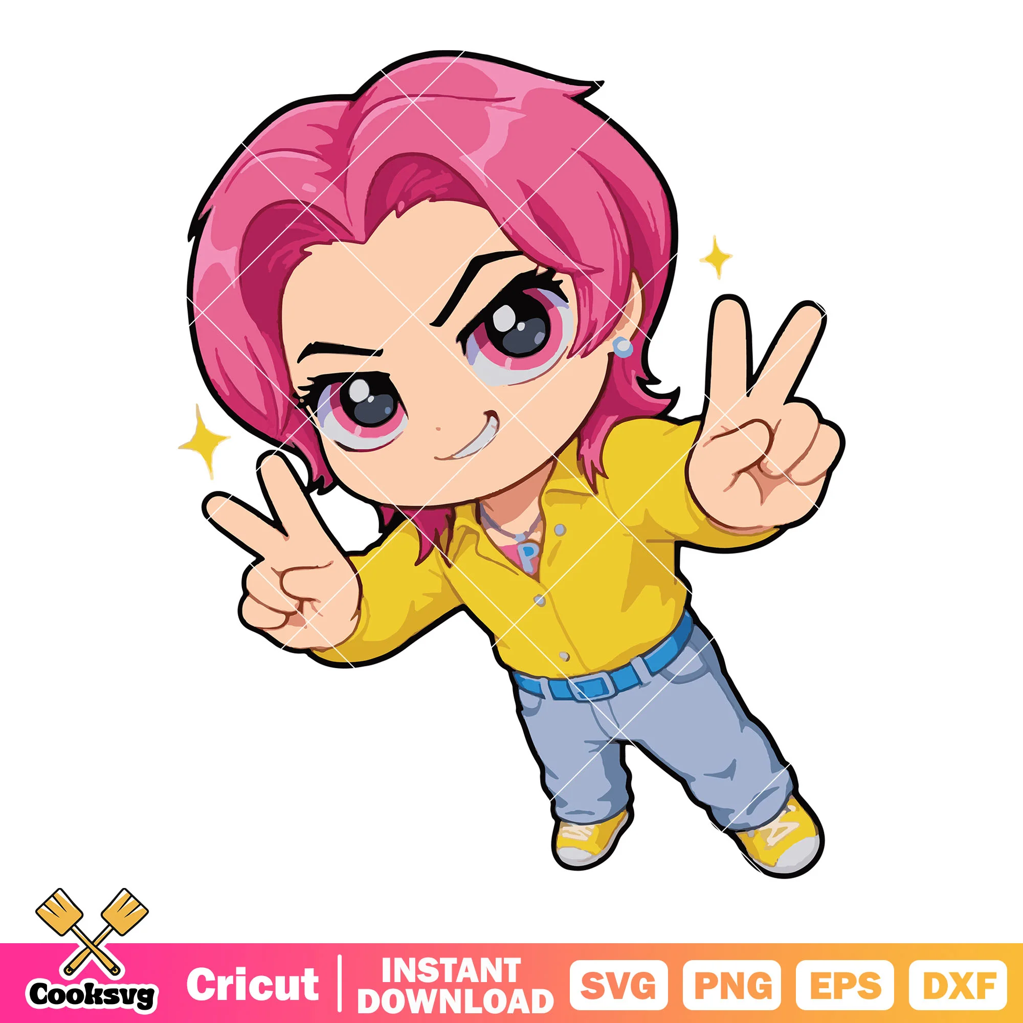 Romance chibi hi pose svg, kpop hunters svg, romance saja svg
