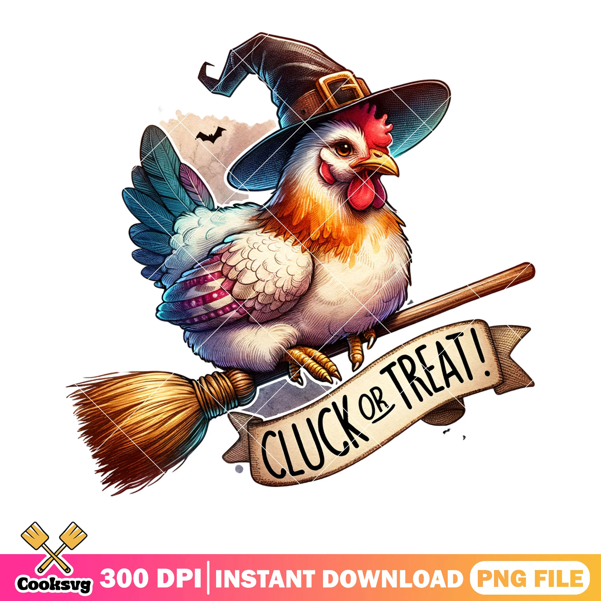 Rooster the witch ride broom png, scary bats png, halloween scary png