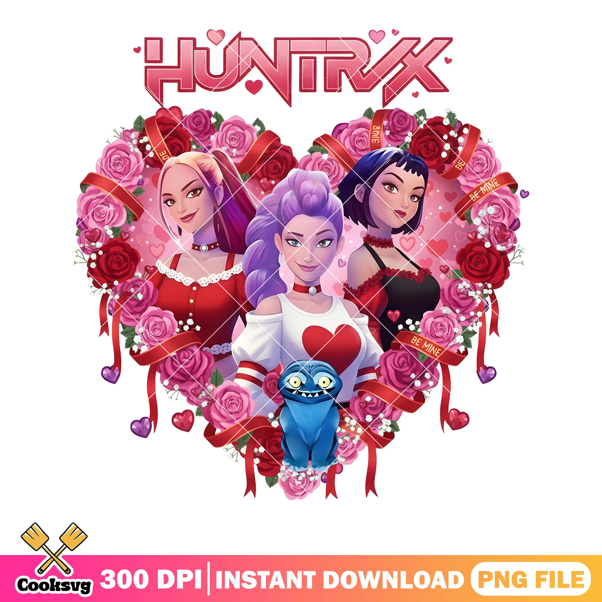 Rose heart huntrix vibes png, huntrix team png, valentines vibes png