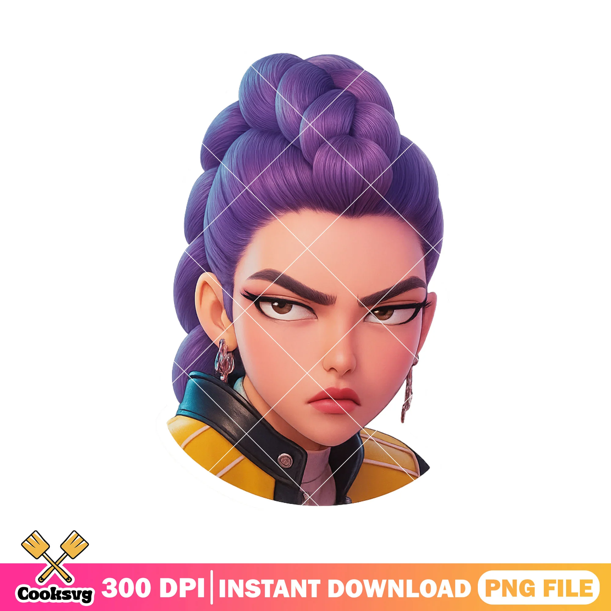 Rumi angry face png, rumi huntrix png, kpop demon hunters png