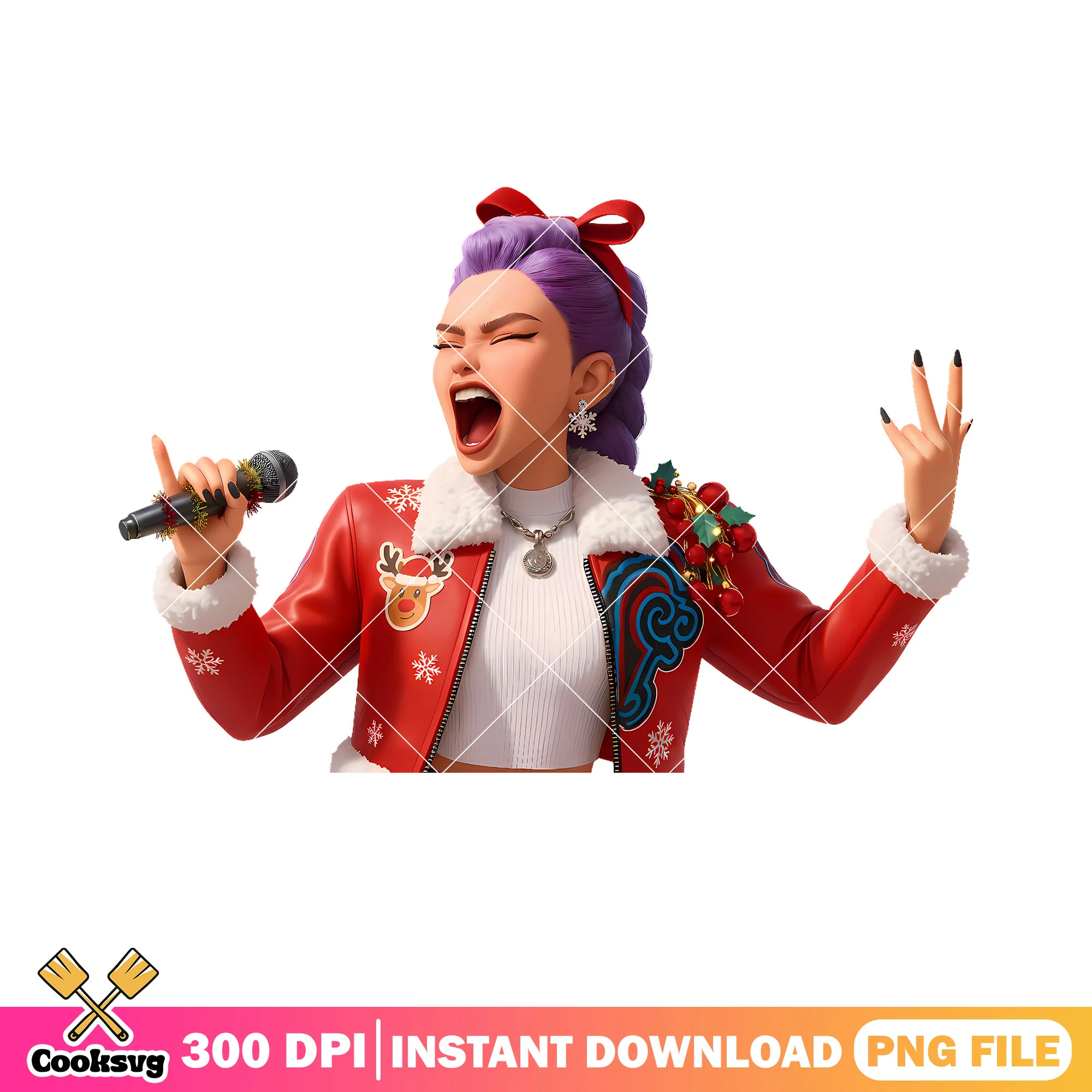 Rumi christmas decor png, kpop demon hunters png, merry christmas png