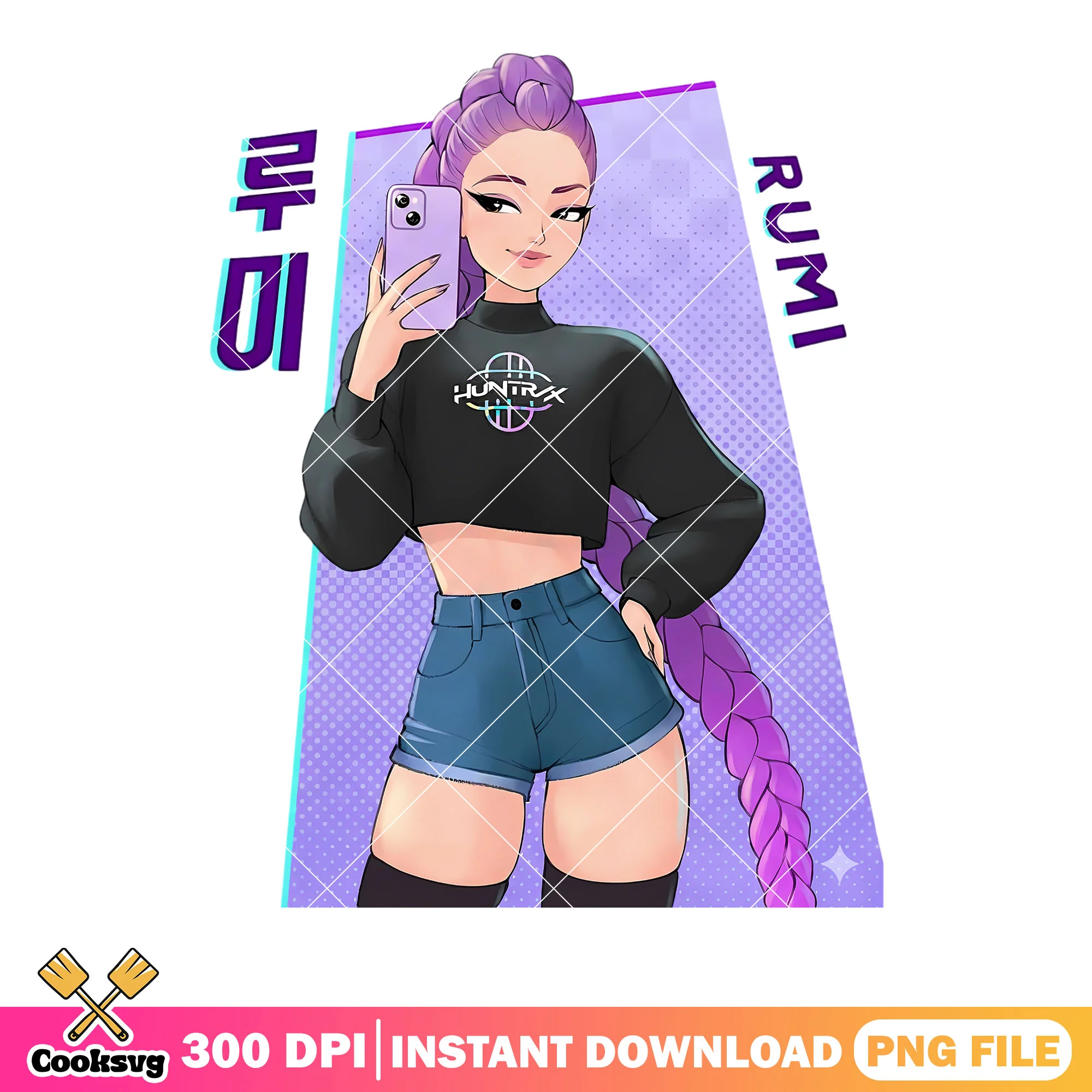 Rumi huntrix selfie logo png, kpop rumi selfie png, poster selfie png
