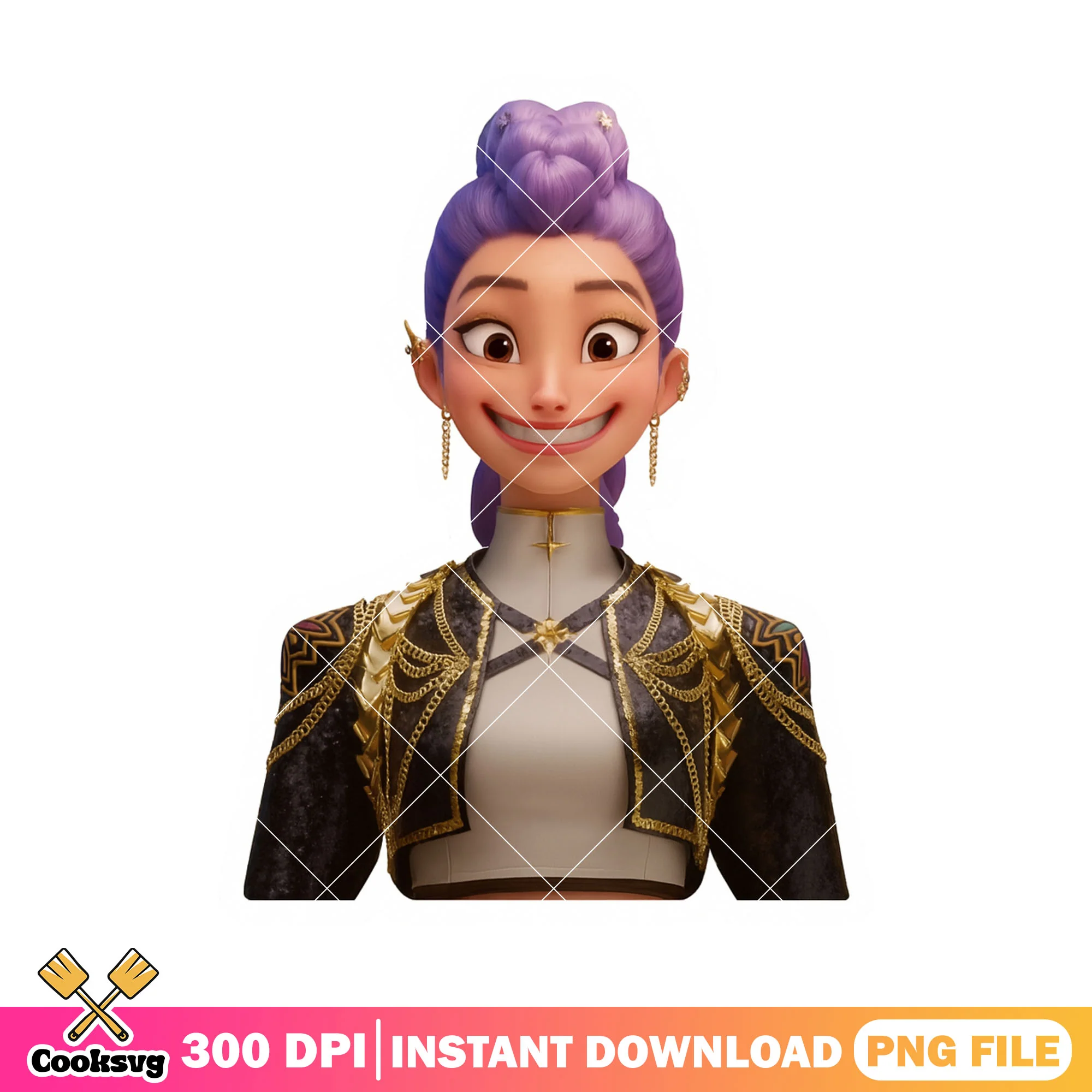 Rumi smile face png, rumi huntrix png, kpop demon hunters png