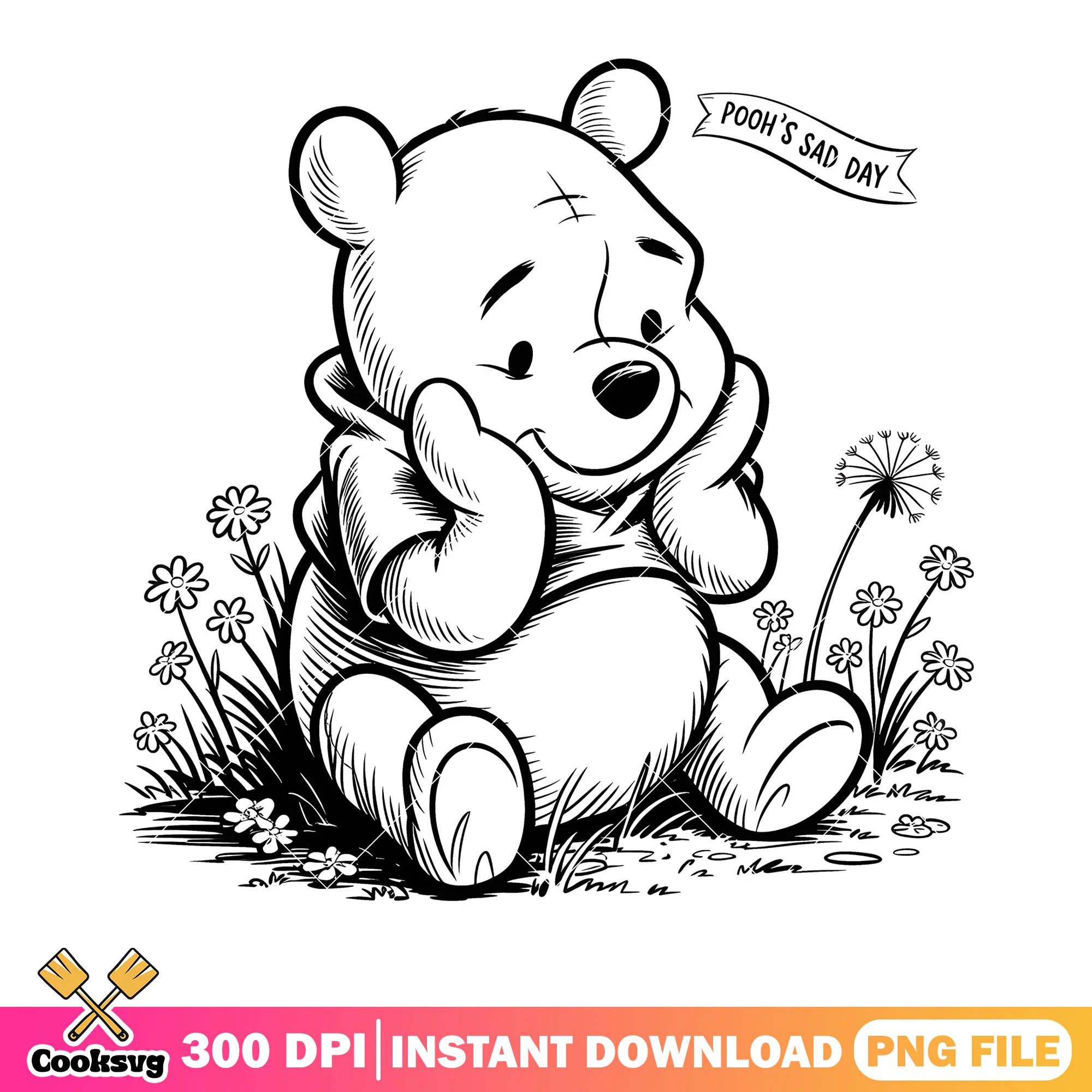 Sad pooh need a hug png, classic pooh png, winnie the pooh png