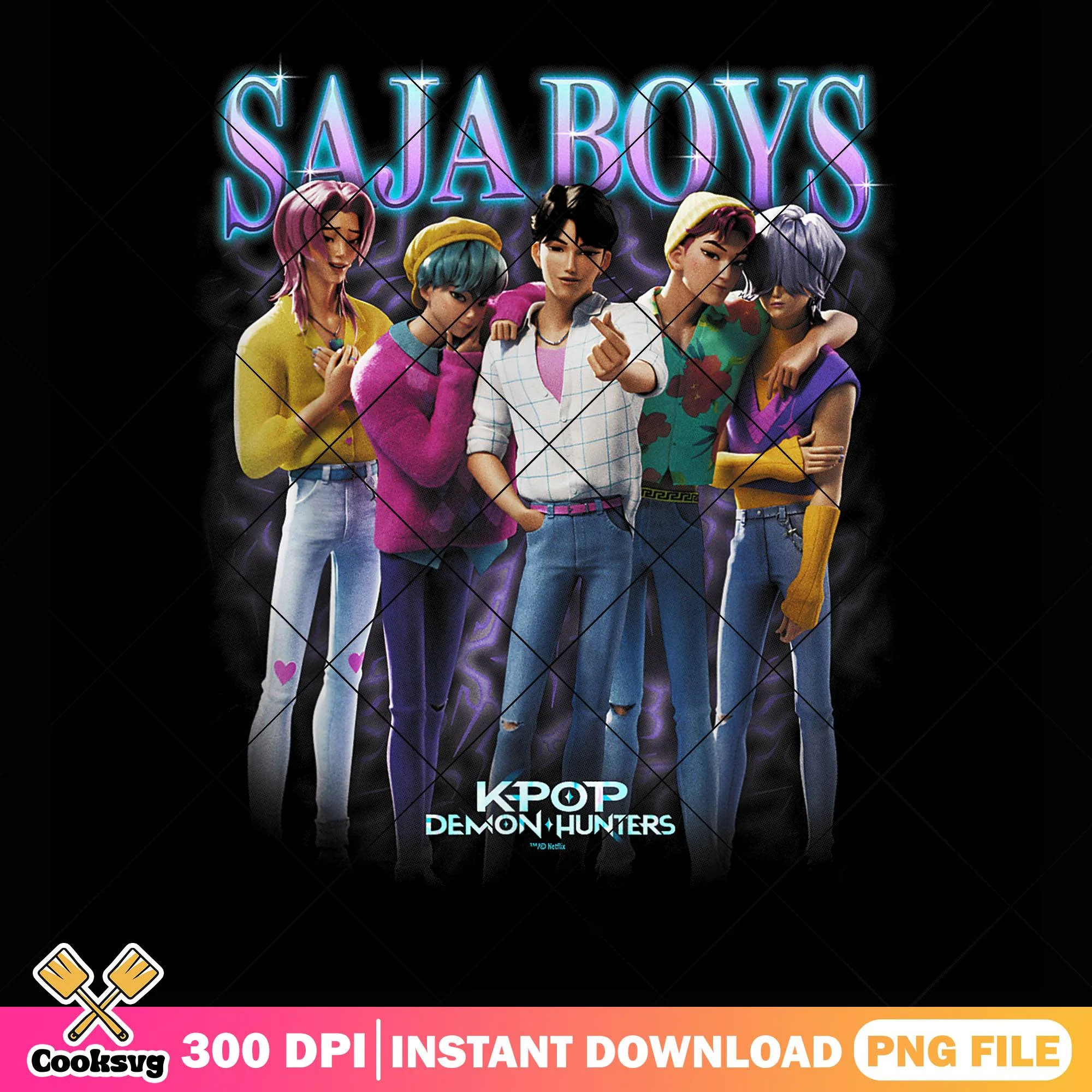 Saja boys band love pose png, kpop saja png, kpop netflix png
