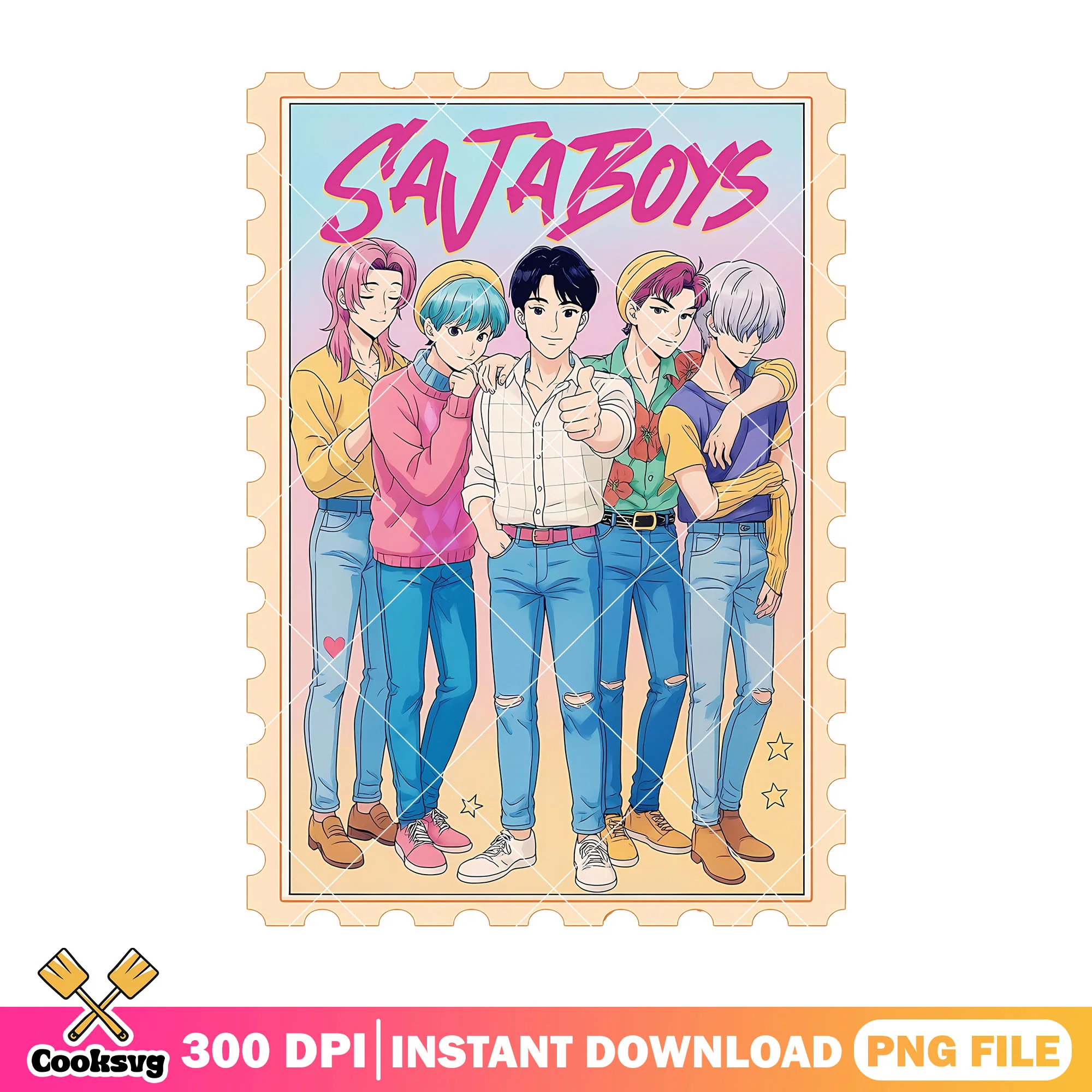 Saja boys band poster png, love saja boys png, kpop hunters png