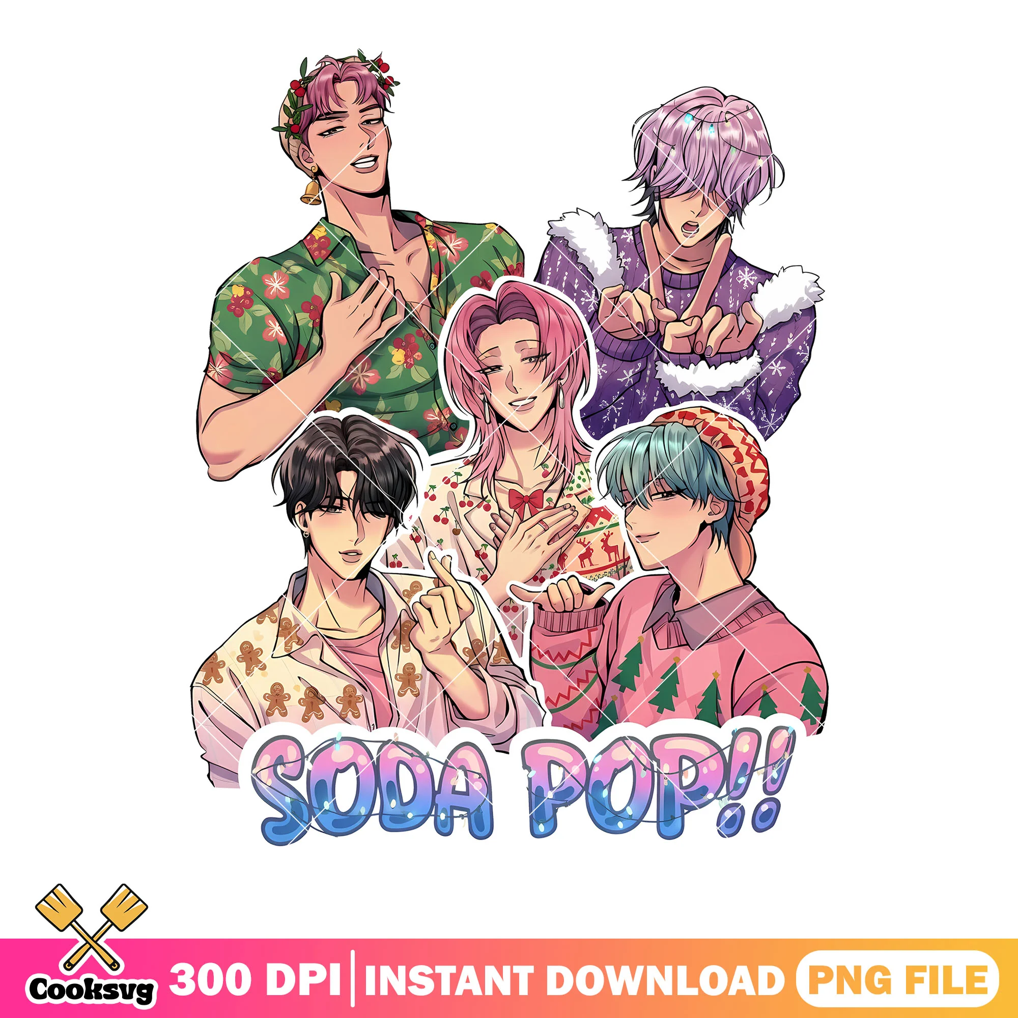 Saja boys demon christmas png, kpop demon hunters png, santa costume png