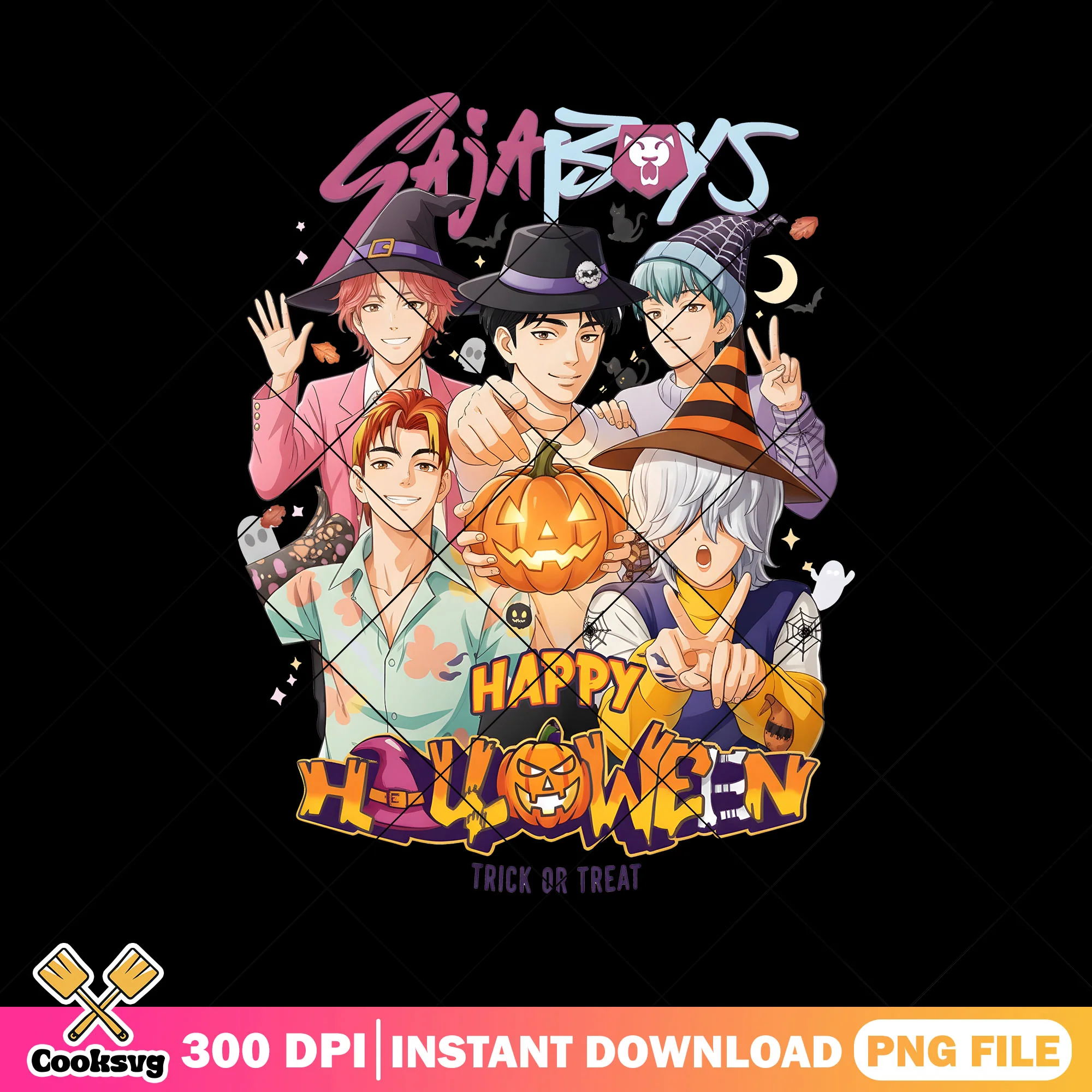 Saja boys happy halloween png, halloween pumpkin png, saja boys costume png