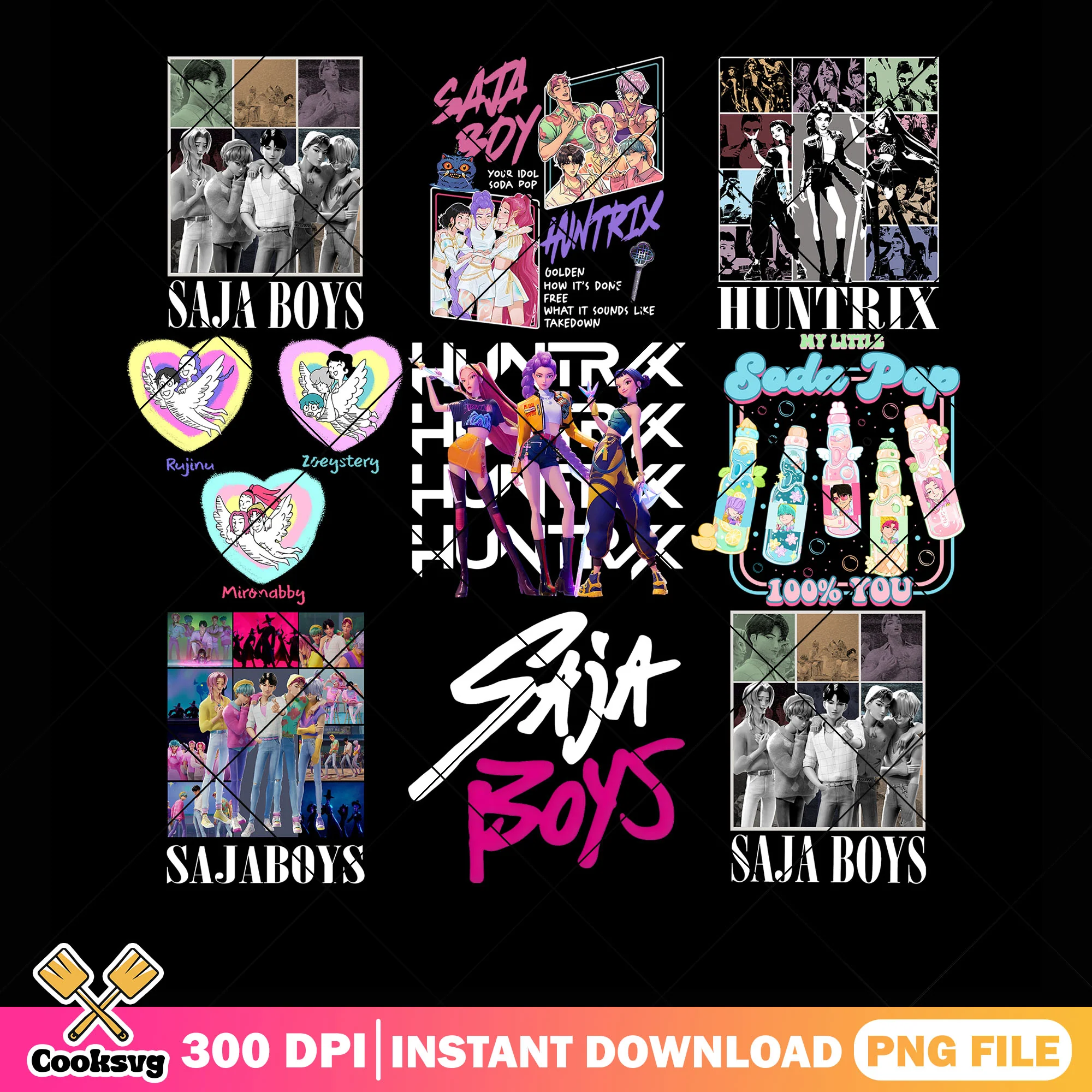 Saja boys huntrix bundle png, huntrix movie png, saja boys fanart png