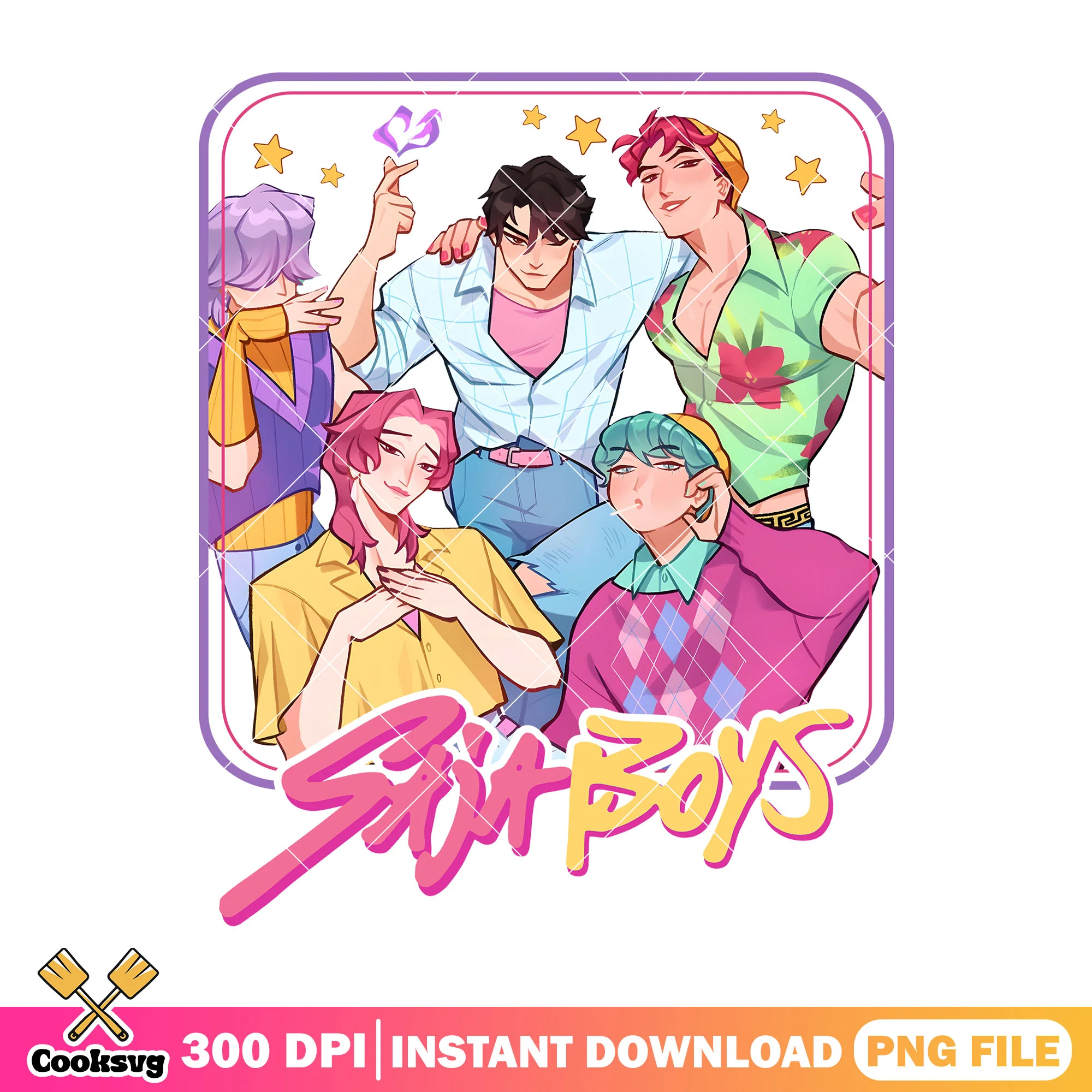 Saja boys sweet band png, saja boys band png, kpop hunters png