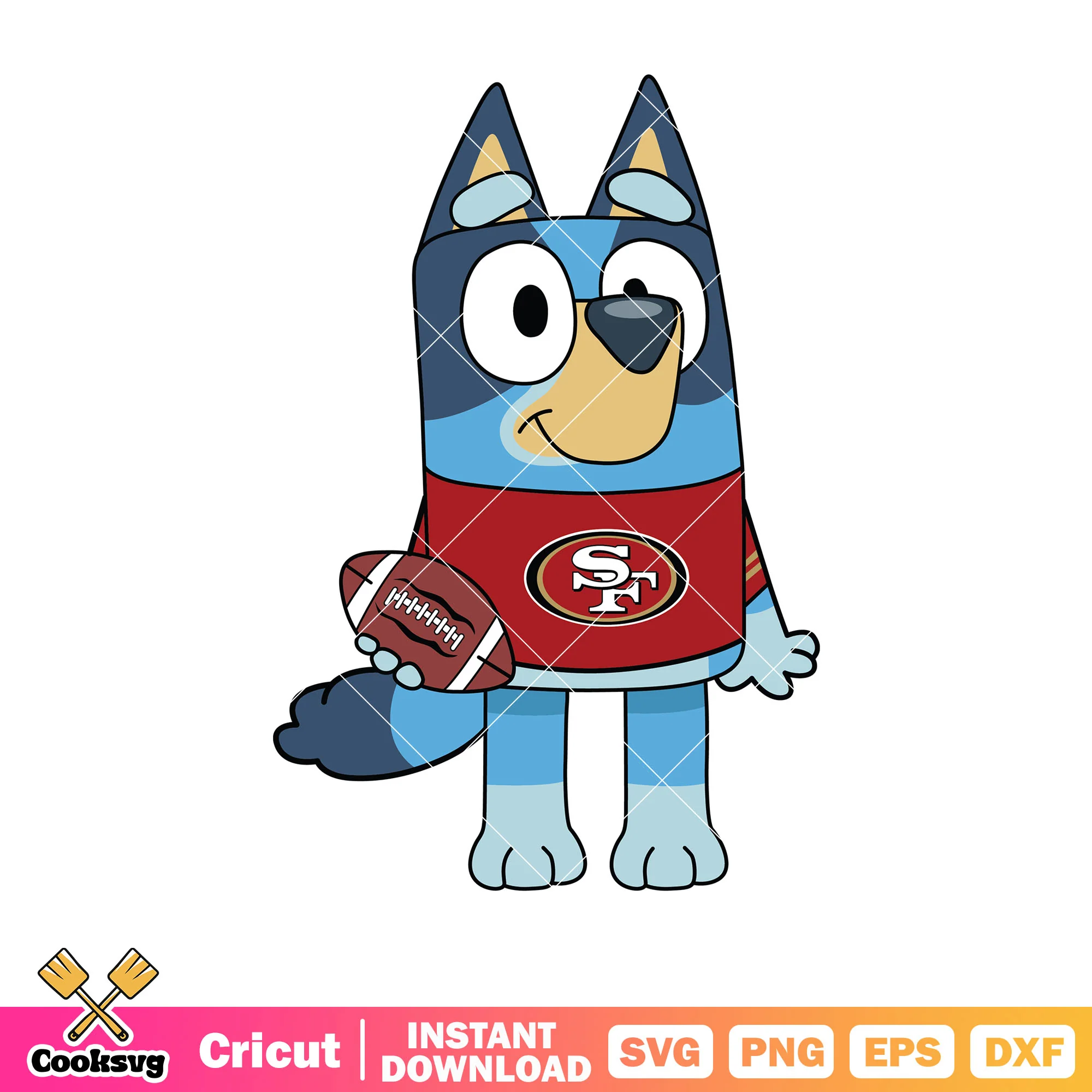 San francisco 49ers bluey nfl svg, cartoon bluey svg, nfl football team svg