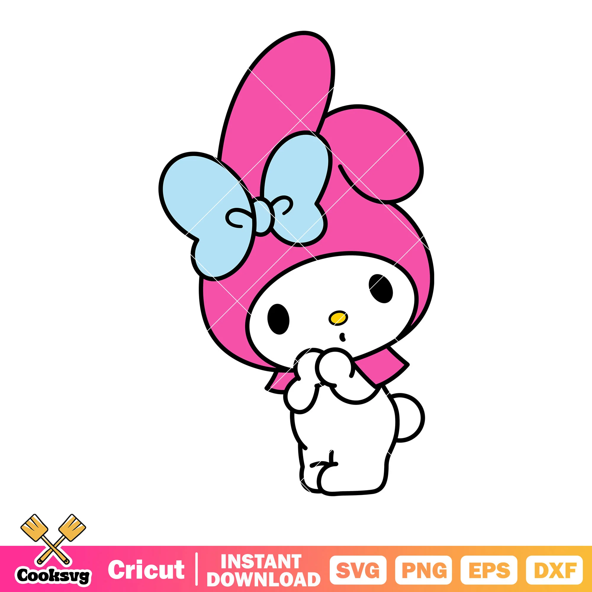 Saniro my melody svg, blue bow tie svg, cartoon for kids svg