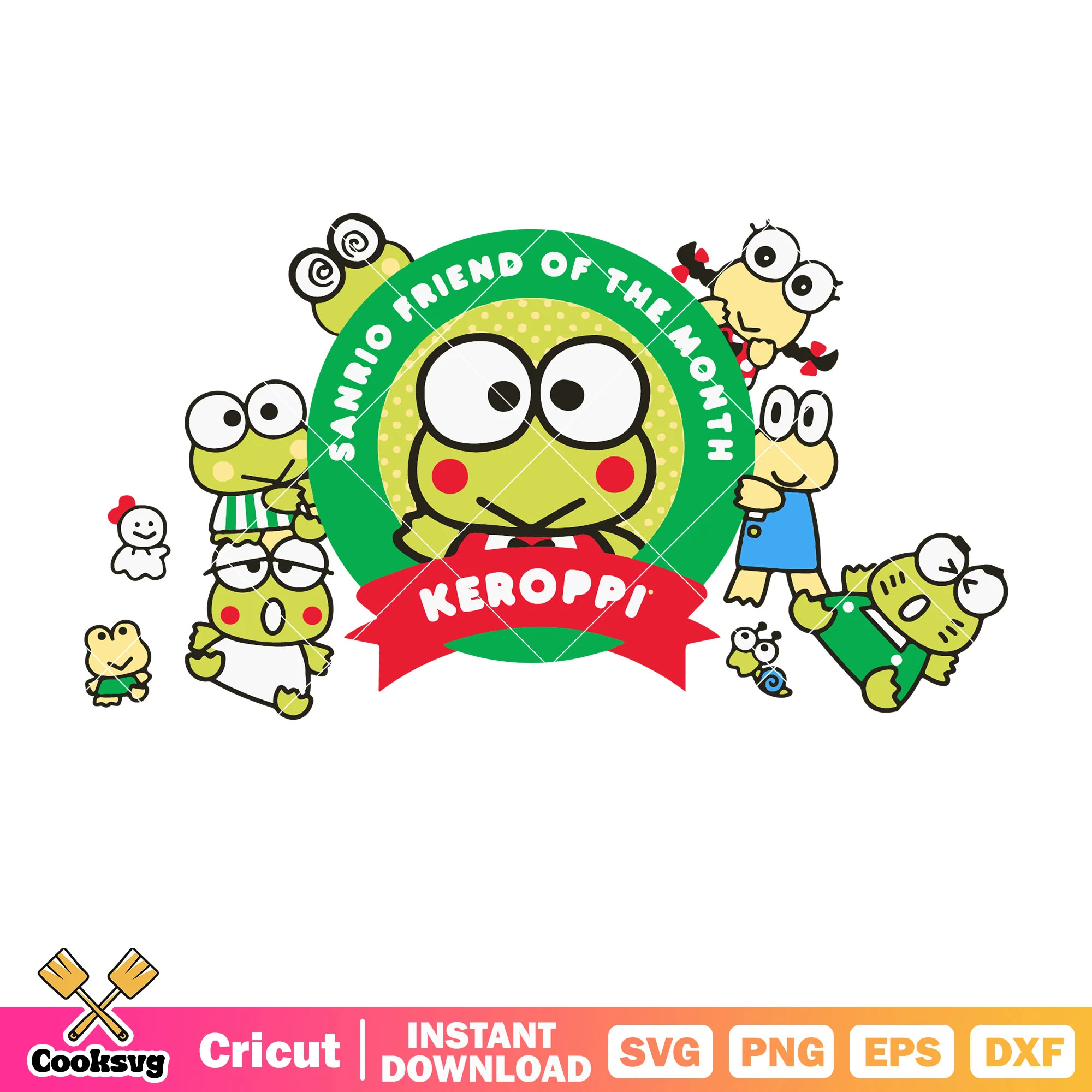 Sanrio friend of the month keroppi svg, sanrio hello kitty svg