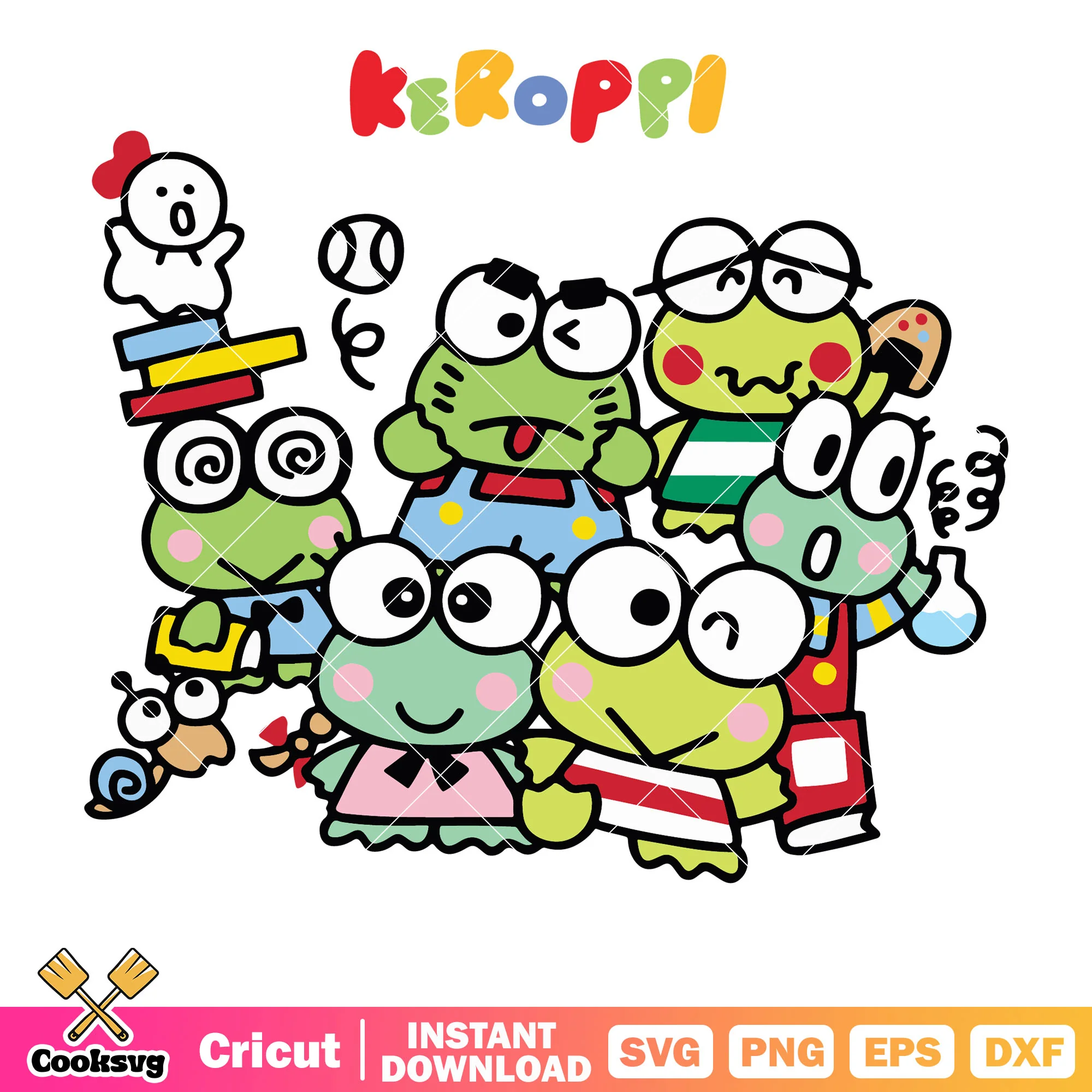 Sanrio Keroppi friends svg, keroppi svg, hello kitty svg