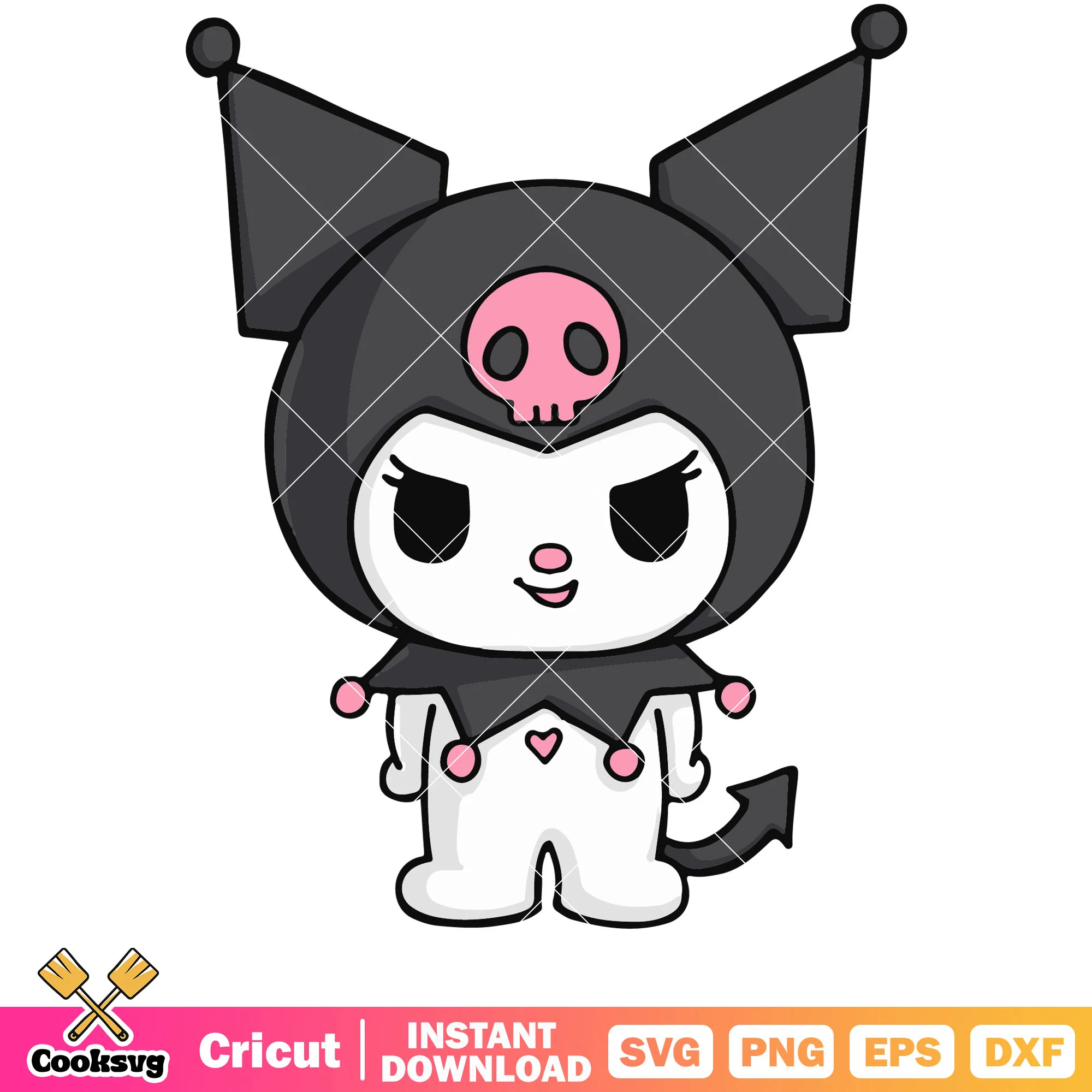 Sanrio kuromi smile design svg, sanrio characters kuromi svg