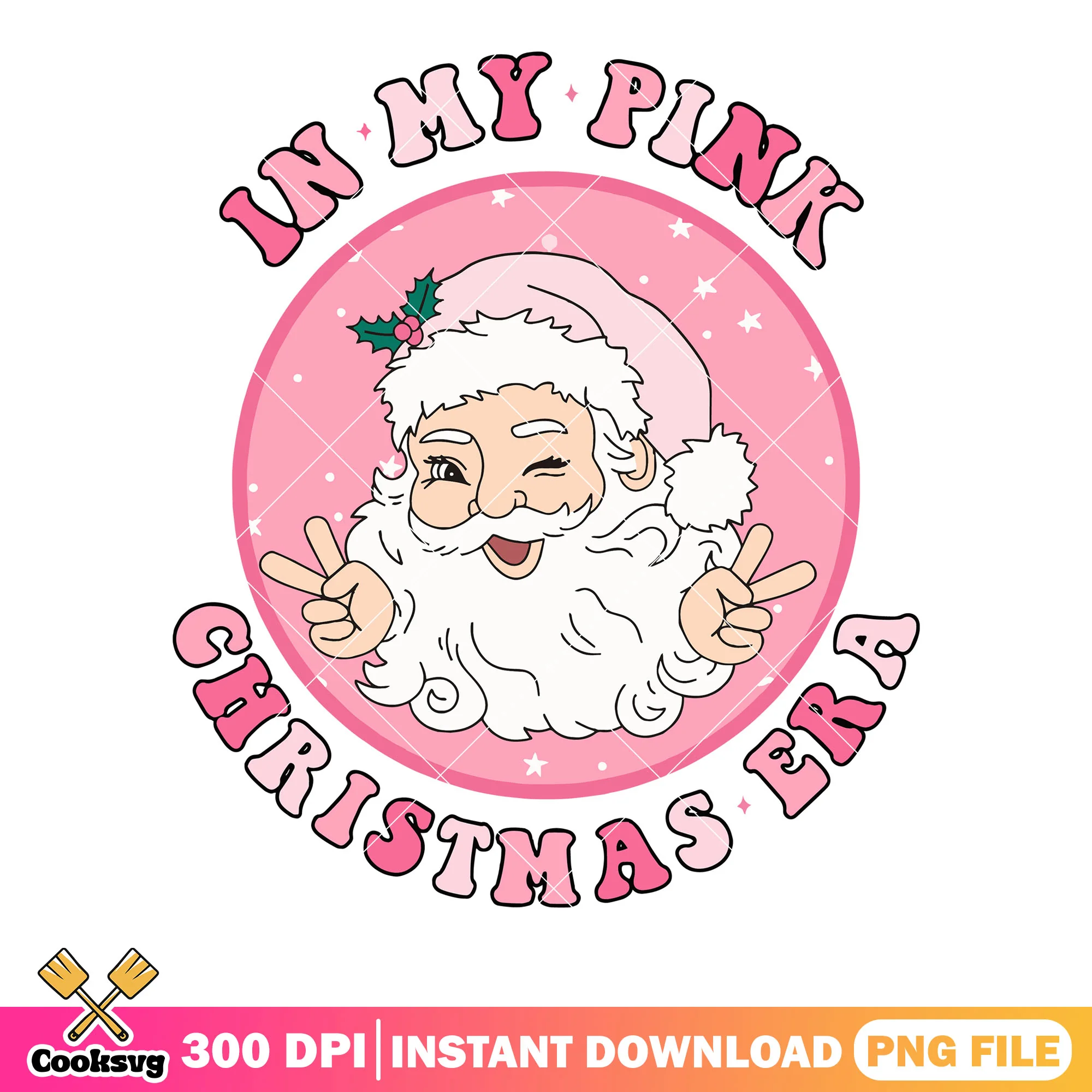 Santa claus peace png, my pink christmas png, so funny png