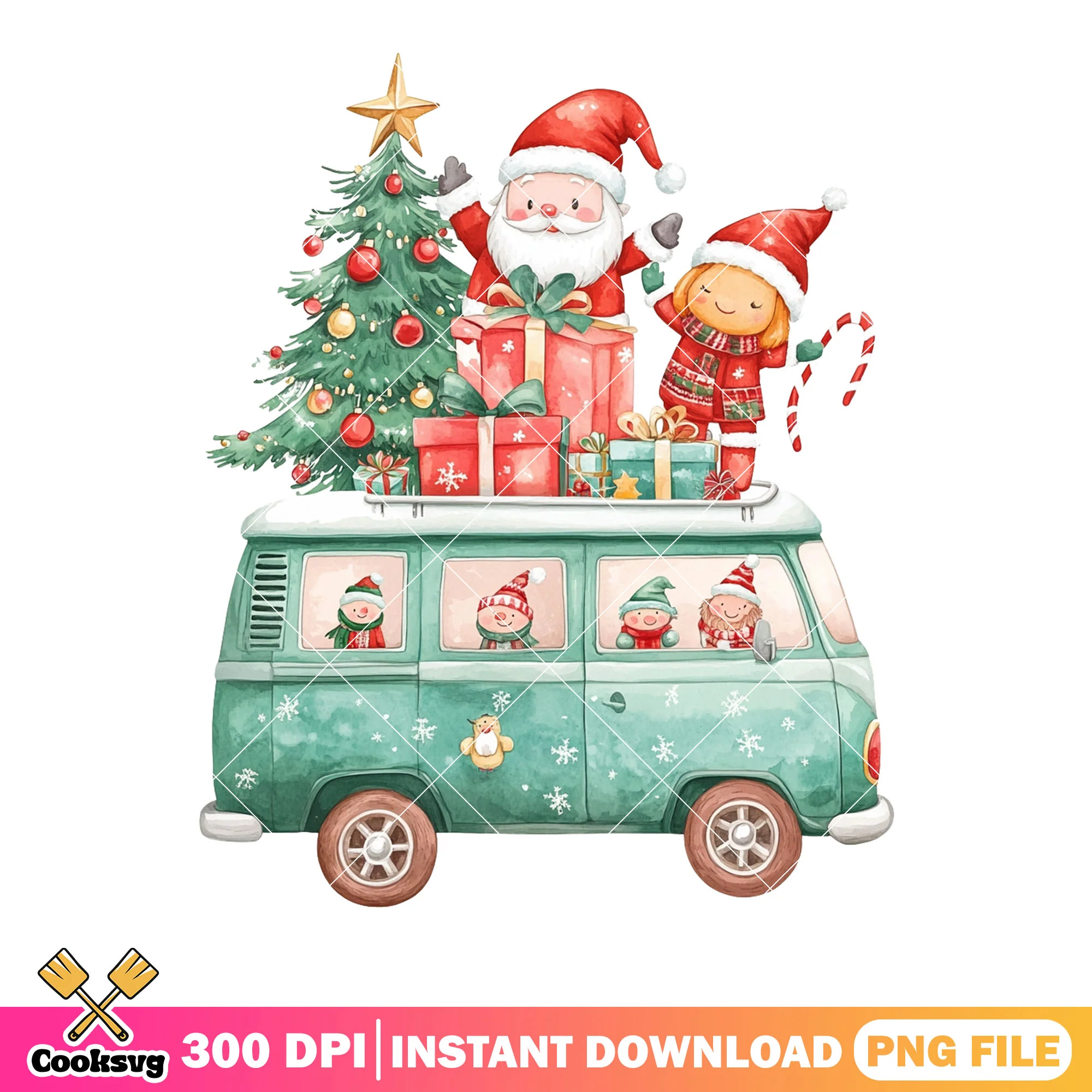 Santa claus van christmas png, santa claus png, merry christmas png