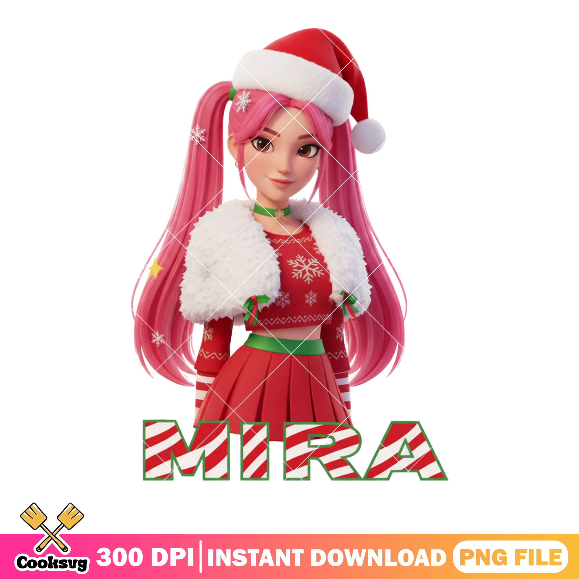 Santa costume huntrix png, Mira kpop demon hunters png, christmas png