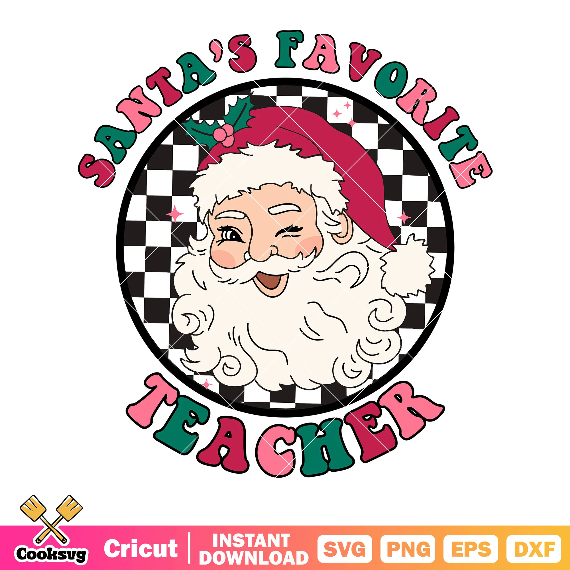 Santa favorite teacher svg, christmas hat svg, white bread svg