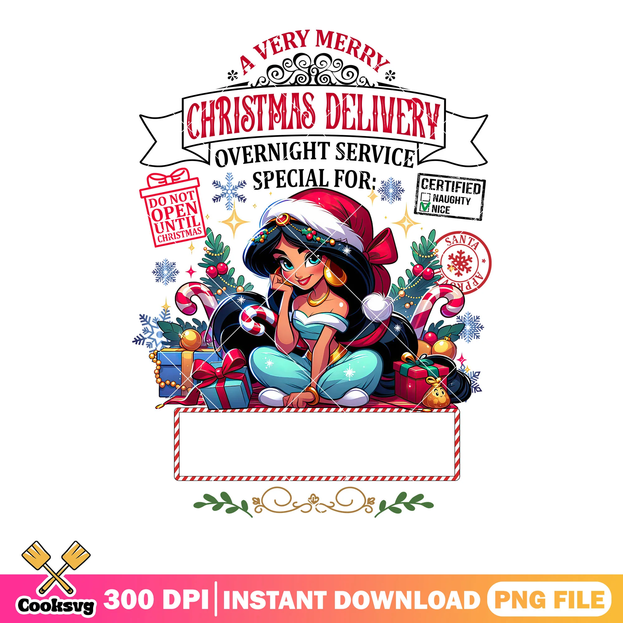 Santa hat alladin xmas png, merry christmas png, Jashmine princess png