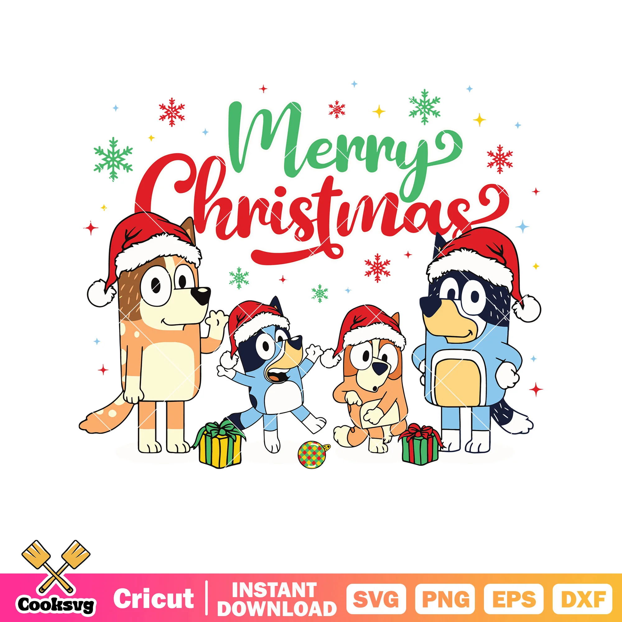 Santa hat family bluey merry cheristmas svg, bluey funny svg, bluey dog svg