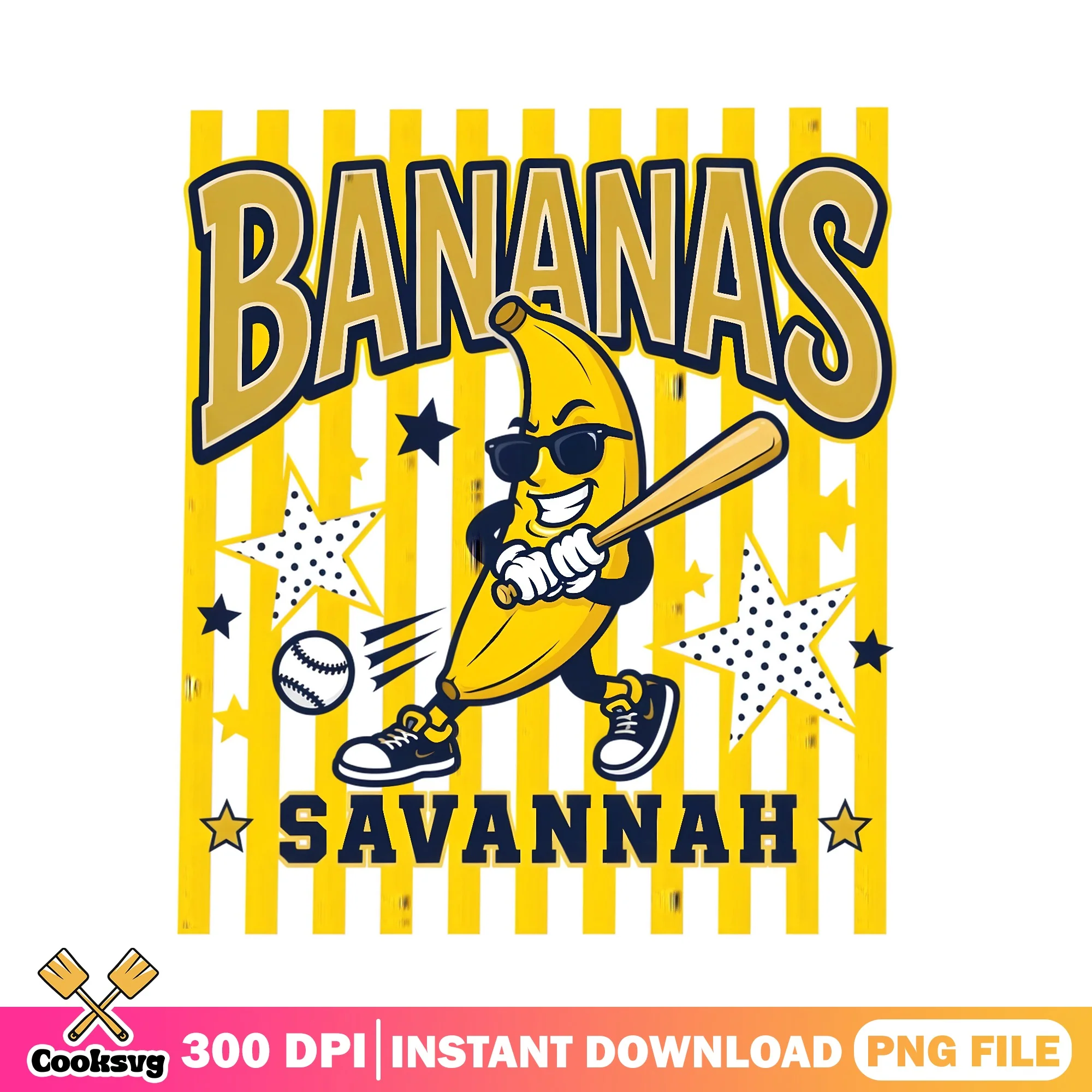 Savannah Bananas Baseball PNG, Banana Player PNG, Baseball Team PNG