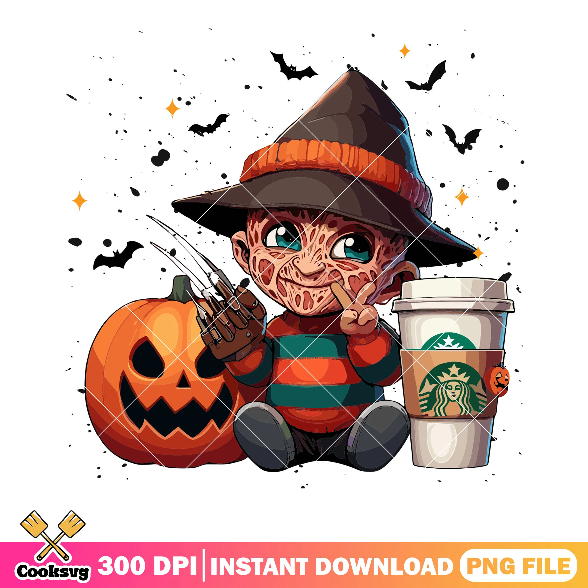Scary bats Freddy krueger png, jack o lantern png, halloween scary png