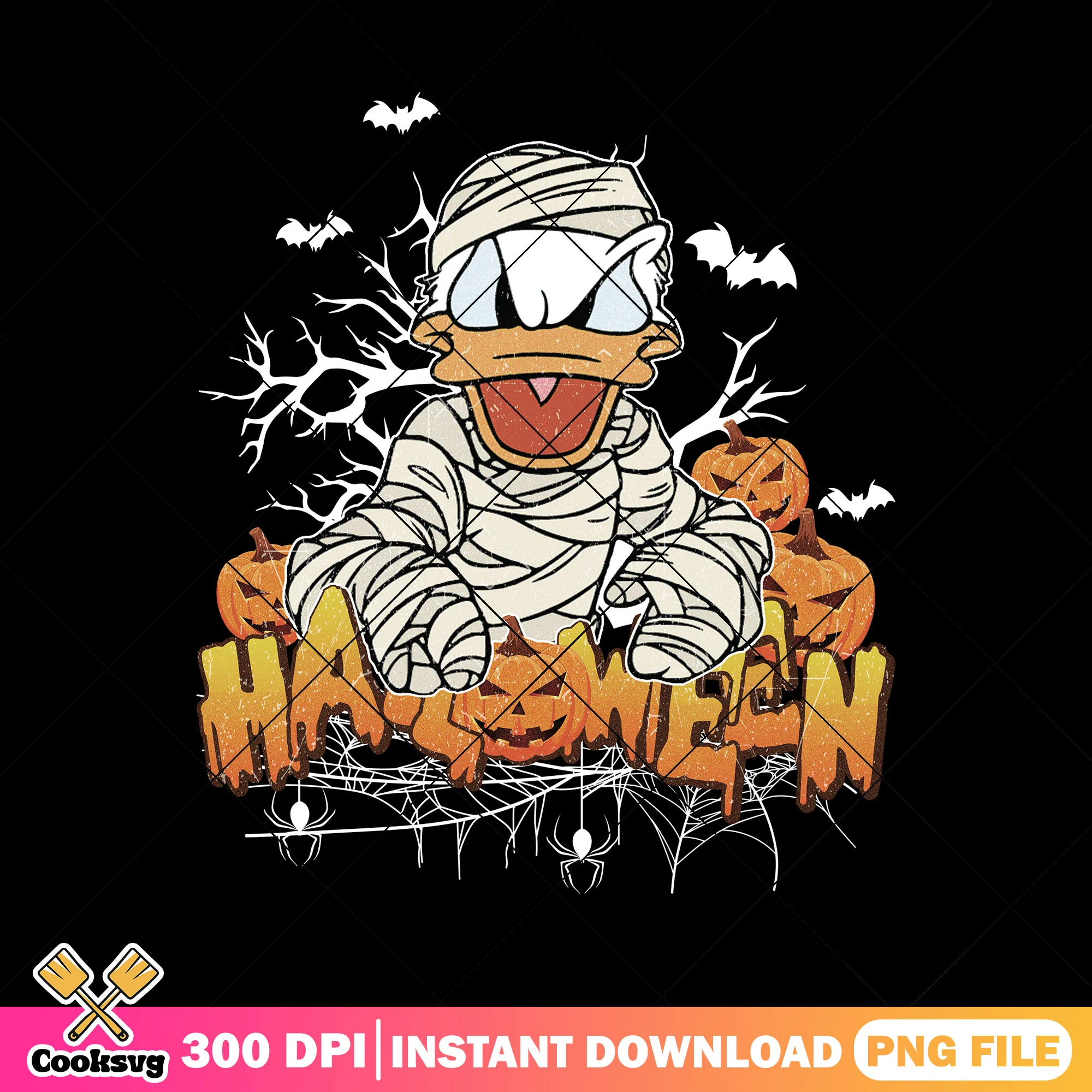 Scary donald duck halloween png, mickey mouse png, disney duck png