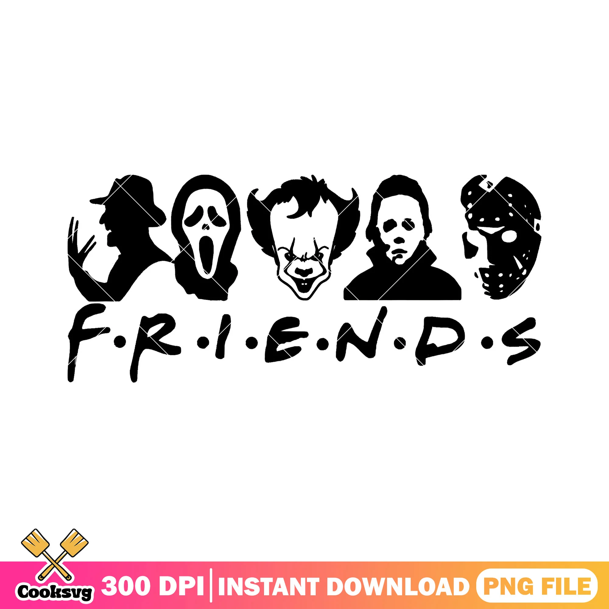 Scary friends head design png, scary photos png, horror friends png