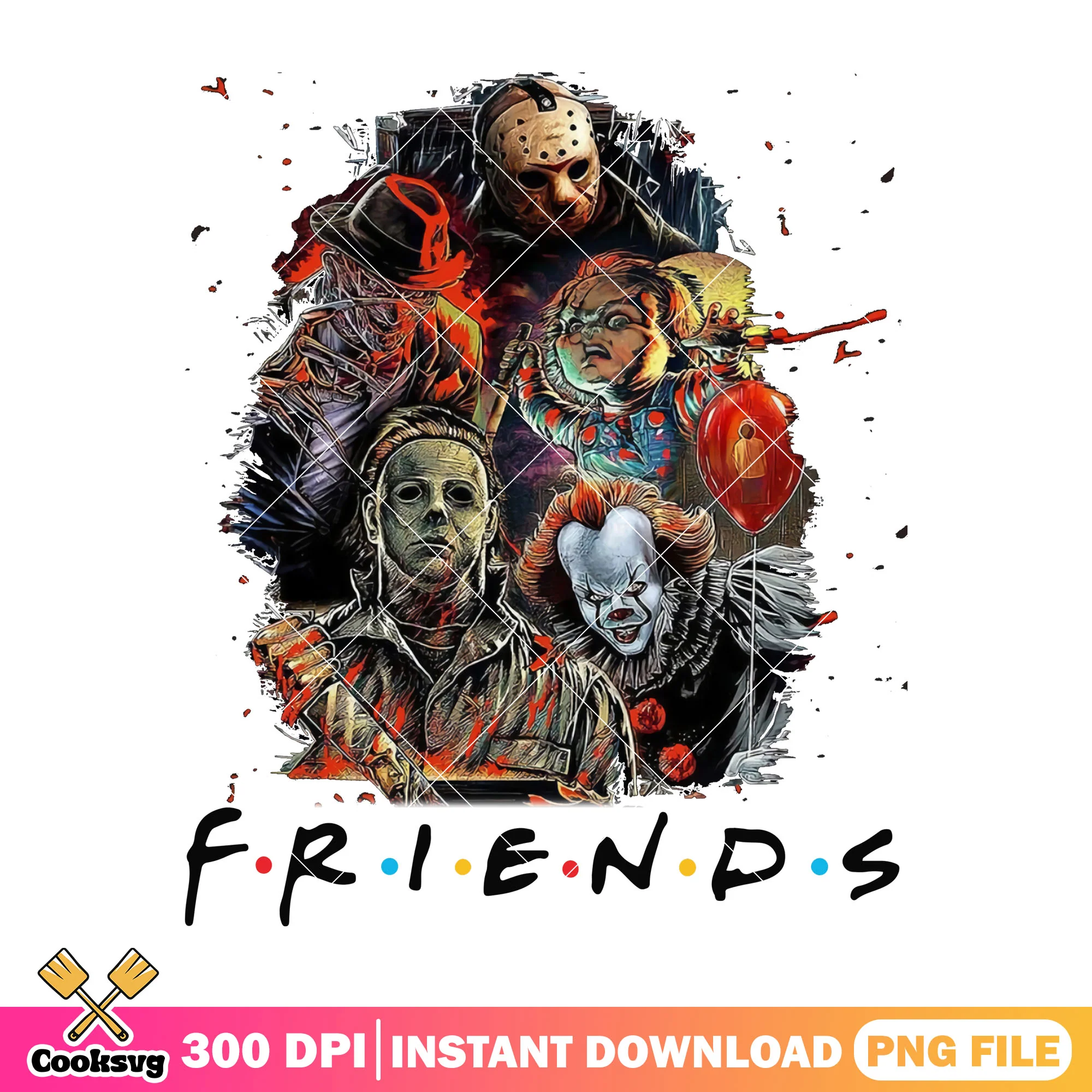 Scary movies friends design png, halloween kills png, horror night png