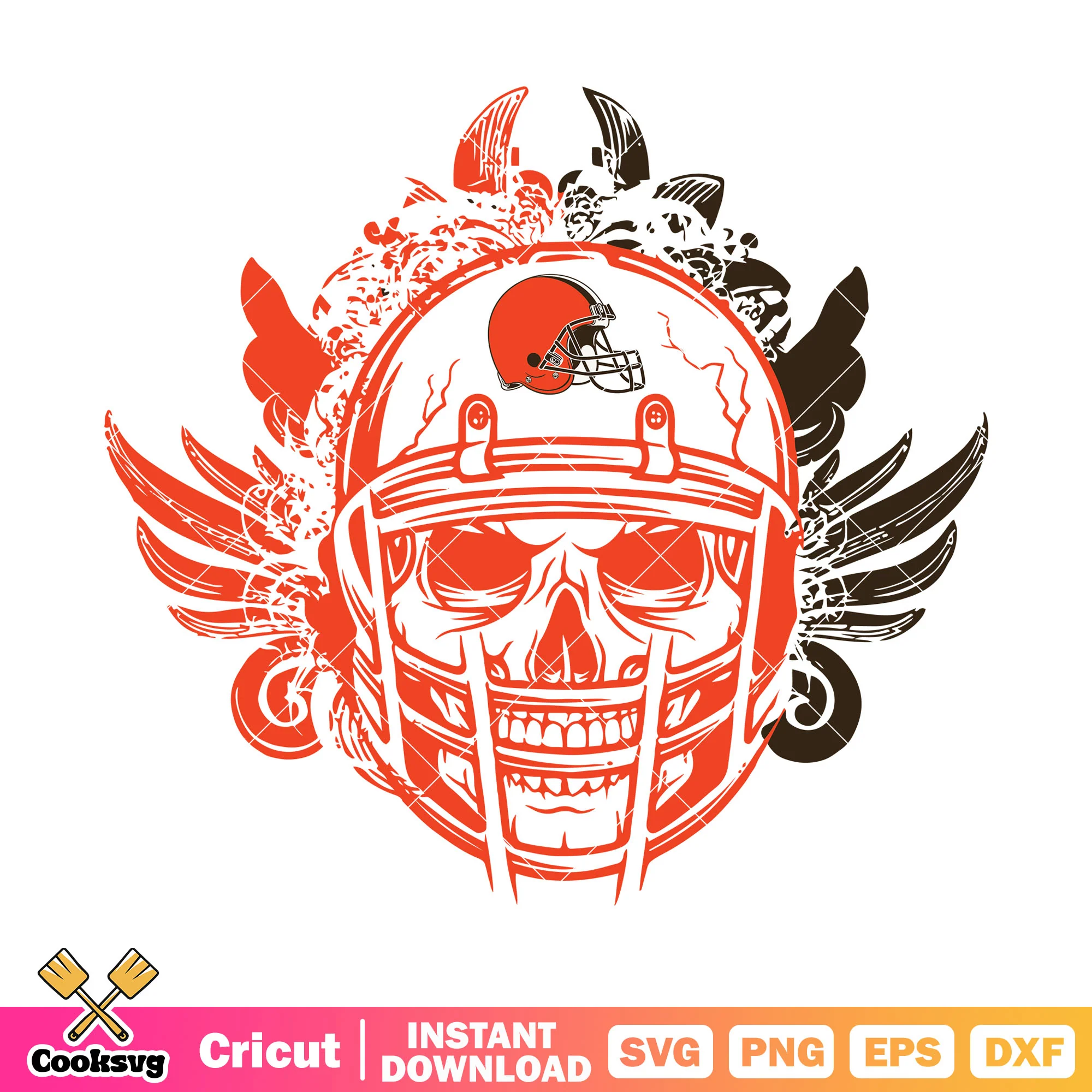 Scary skull skeleton svg, scrum cap svg, cleveland browns svg
