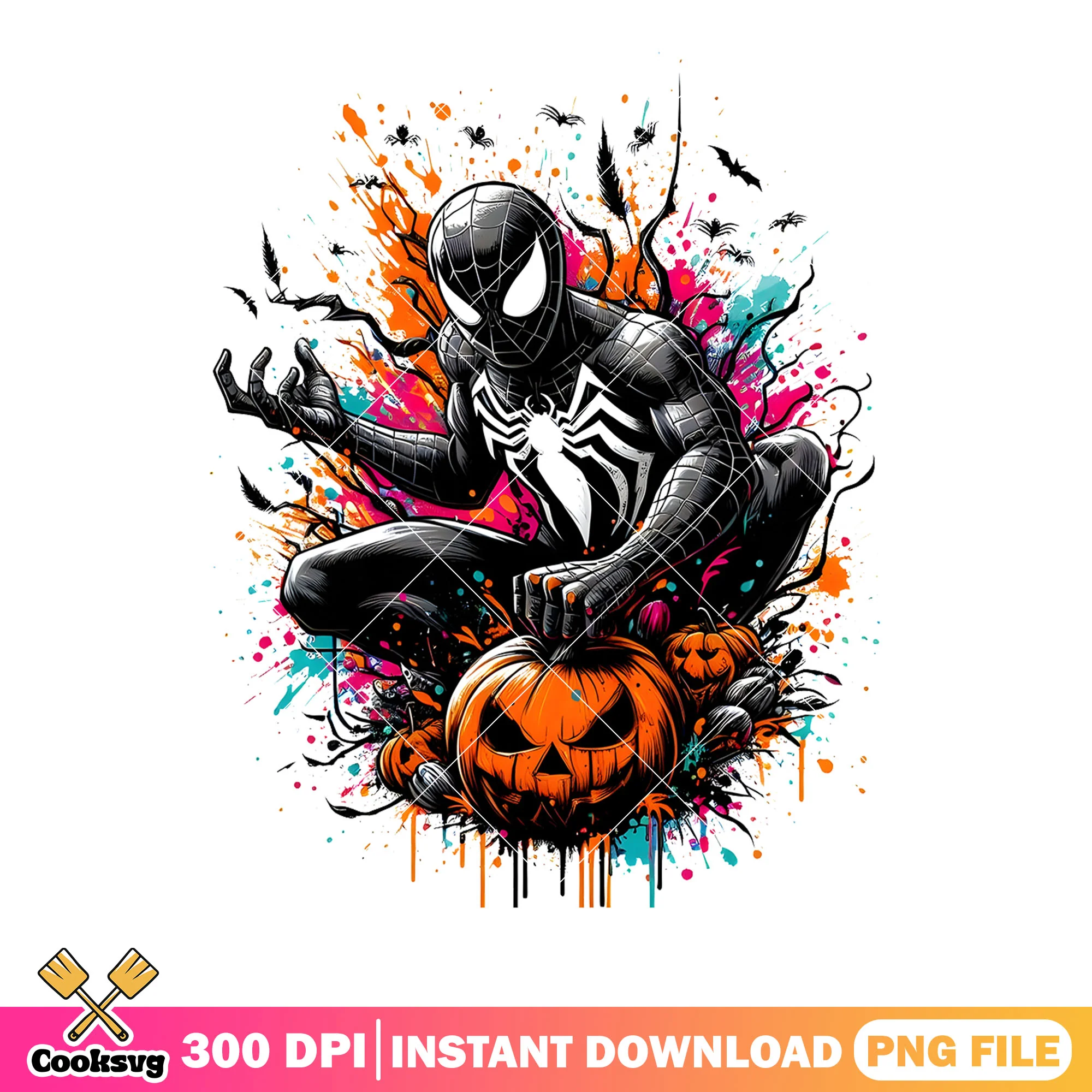 Scary SpiderMan png, black suit halloween png, Marvel Halloween png