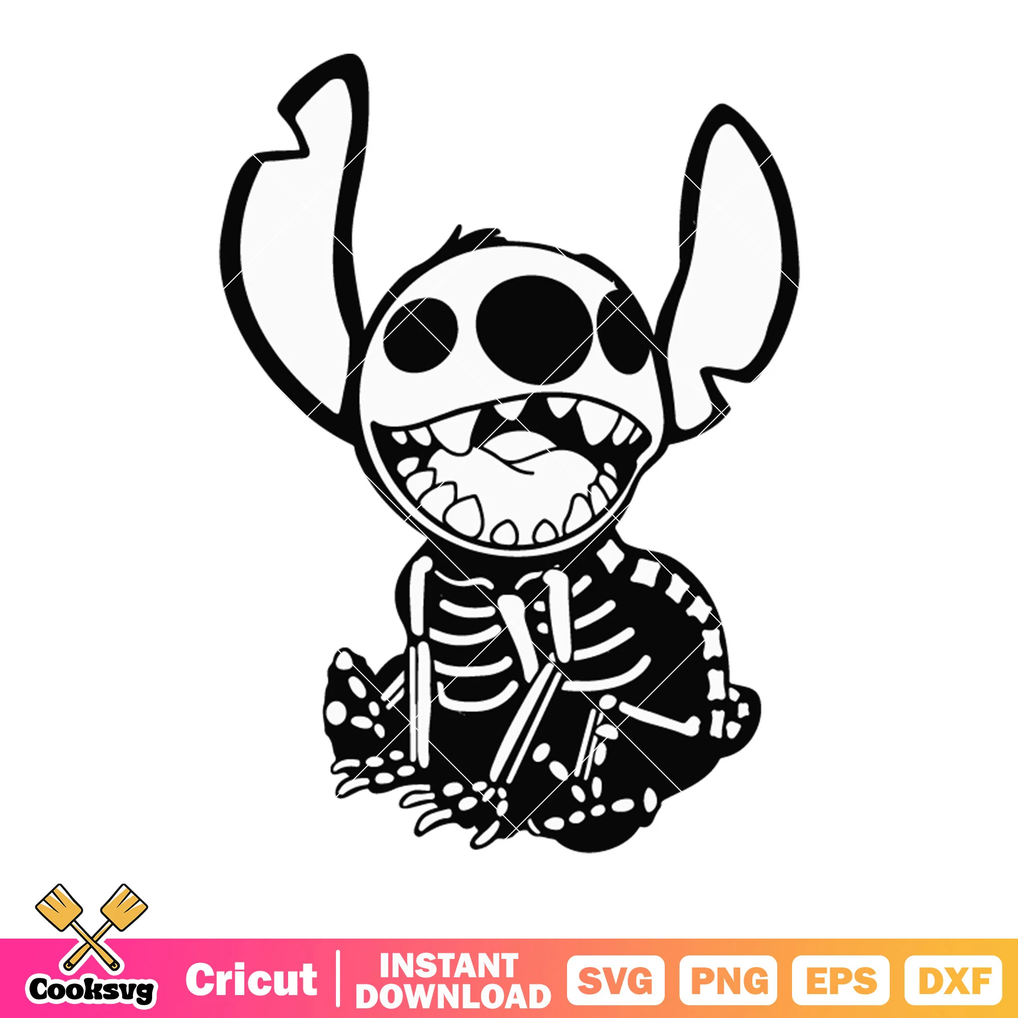 Scary stitch svg, skeleton costume svg, lilo and stitch movie svg